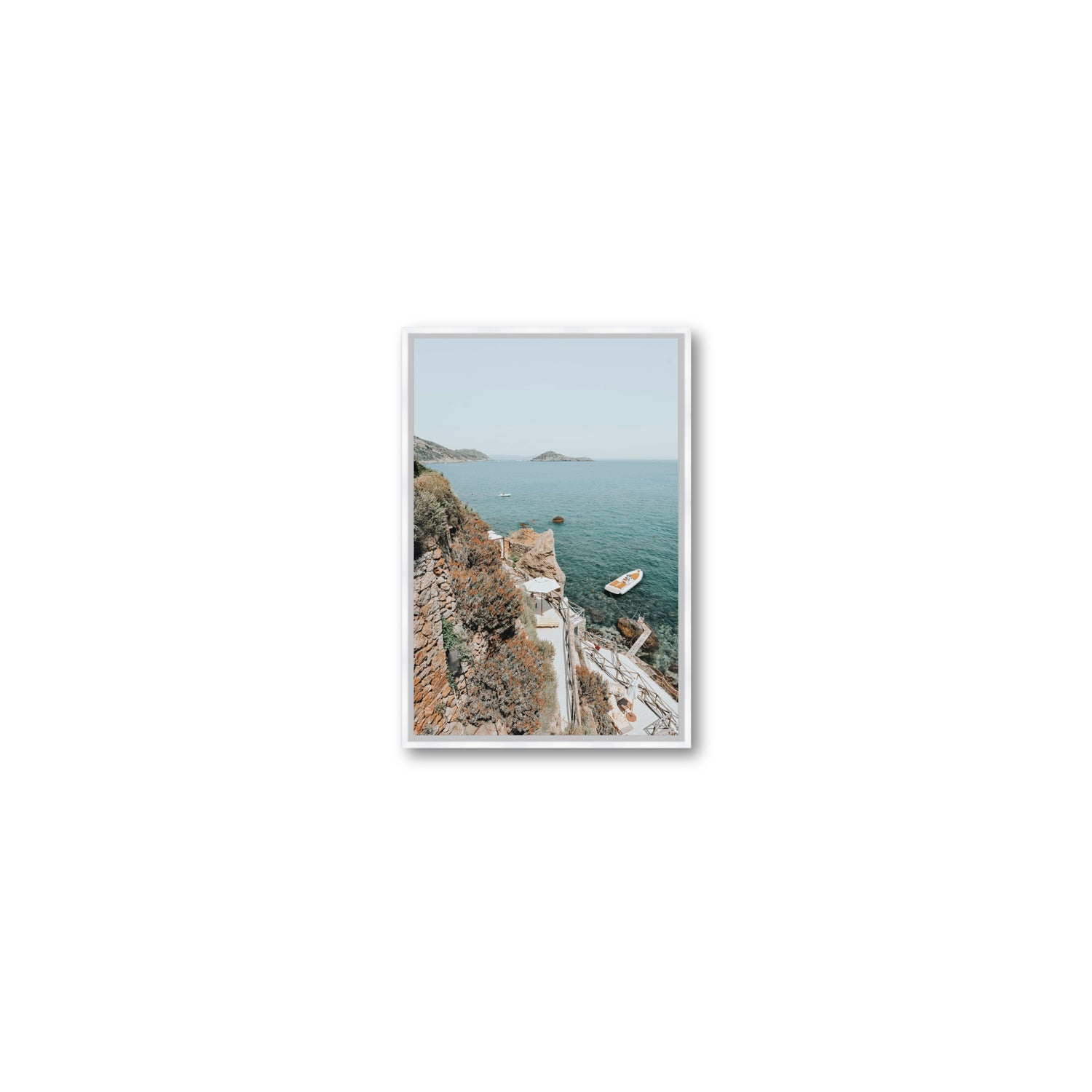 Front Row Seat Tuscany coastal wall art Small fine art canvas in white float frame