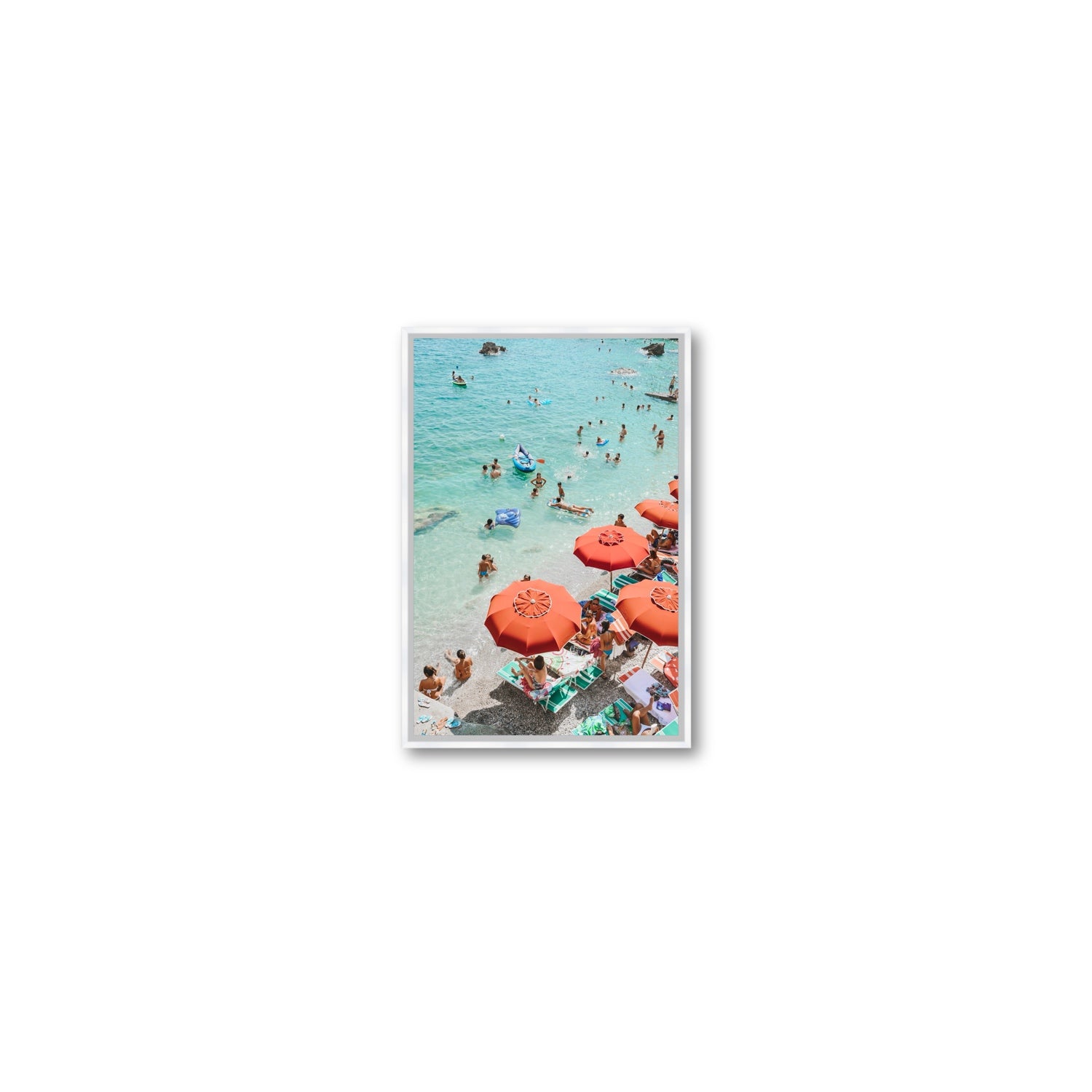 Easy Street Capri Italian beach wall art Small fine art canvas in white float frame