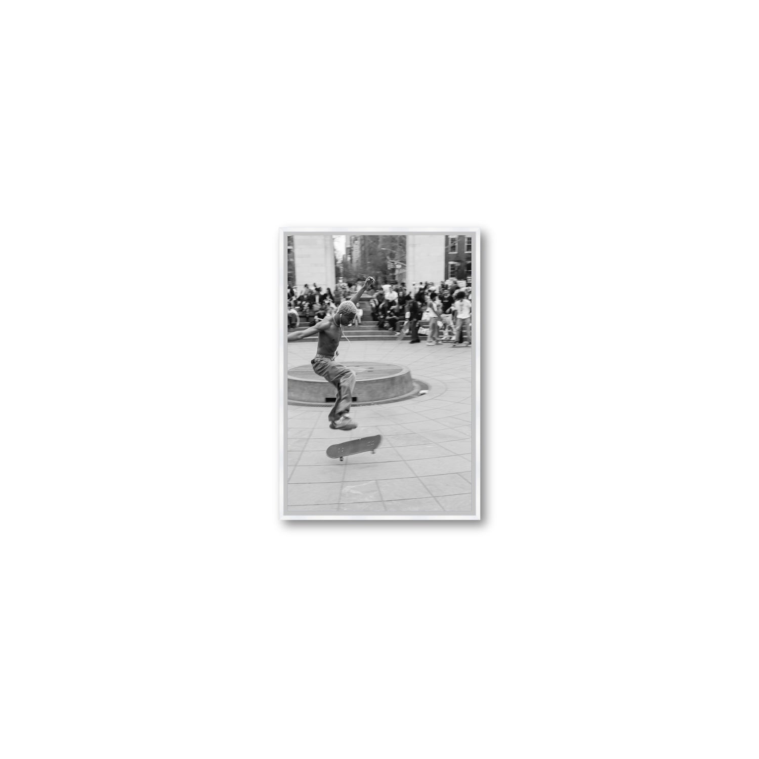 Airborne Rhythms New York NYC Black & White wall art Small fine art canvas in white float frame