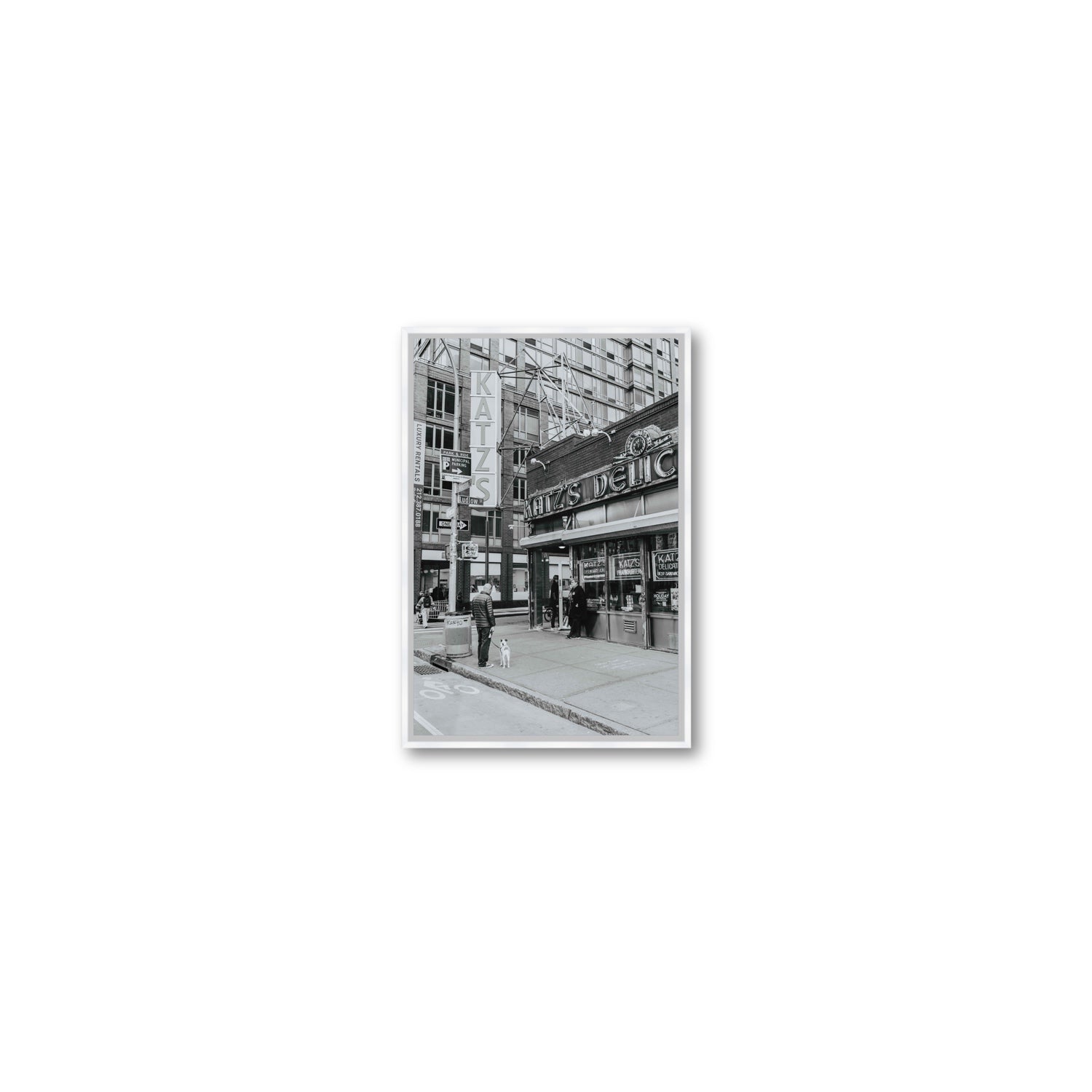 Graphite Gotham New York NYC Black & White wall art Small fine art canvas in white float frame