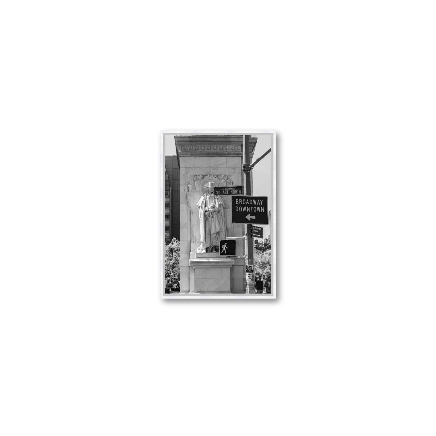 Silent Sentinels New York NYC Black & White wall art Small fine art canvas in white float frame