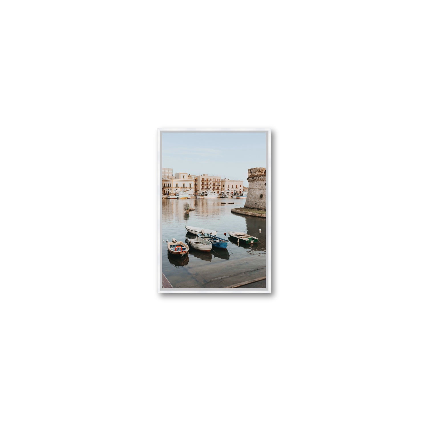 Fishing Legacy fine art print, Puglia, Italy, Small, White Float Frame, Fine Art Canvas