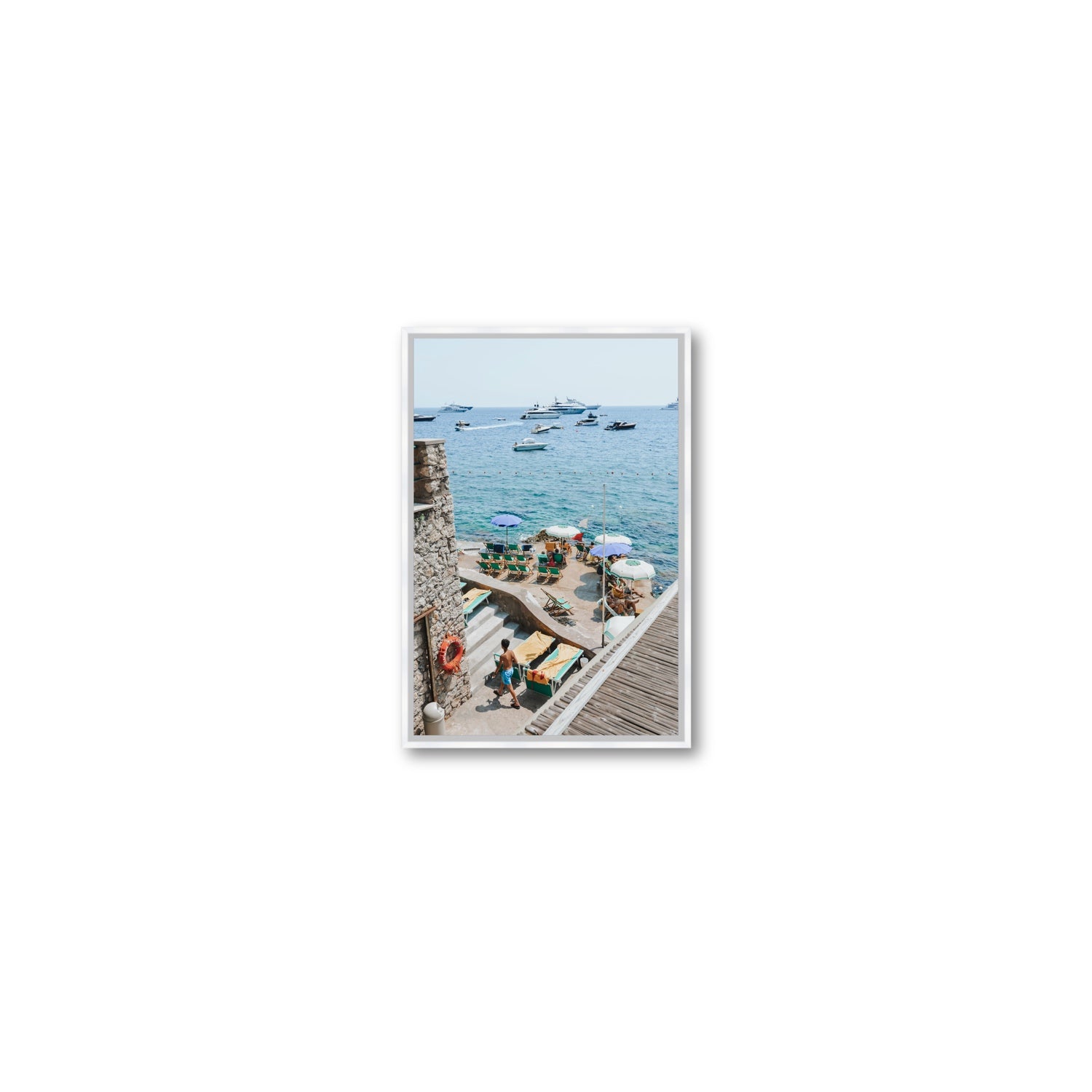 Canzone di Capri Capri Italian beach wall art Small fine art canvas in white float frame