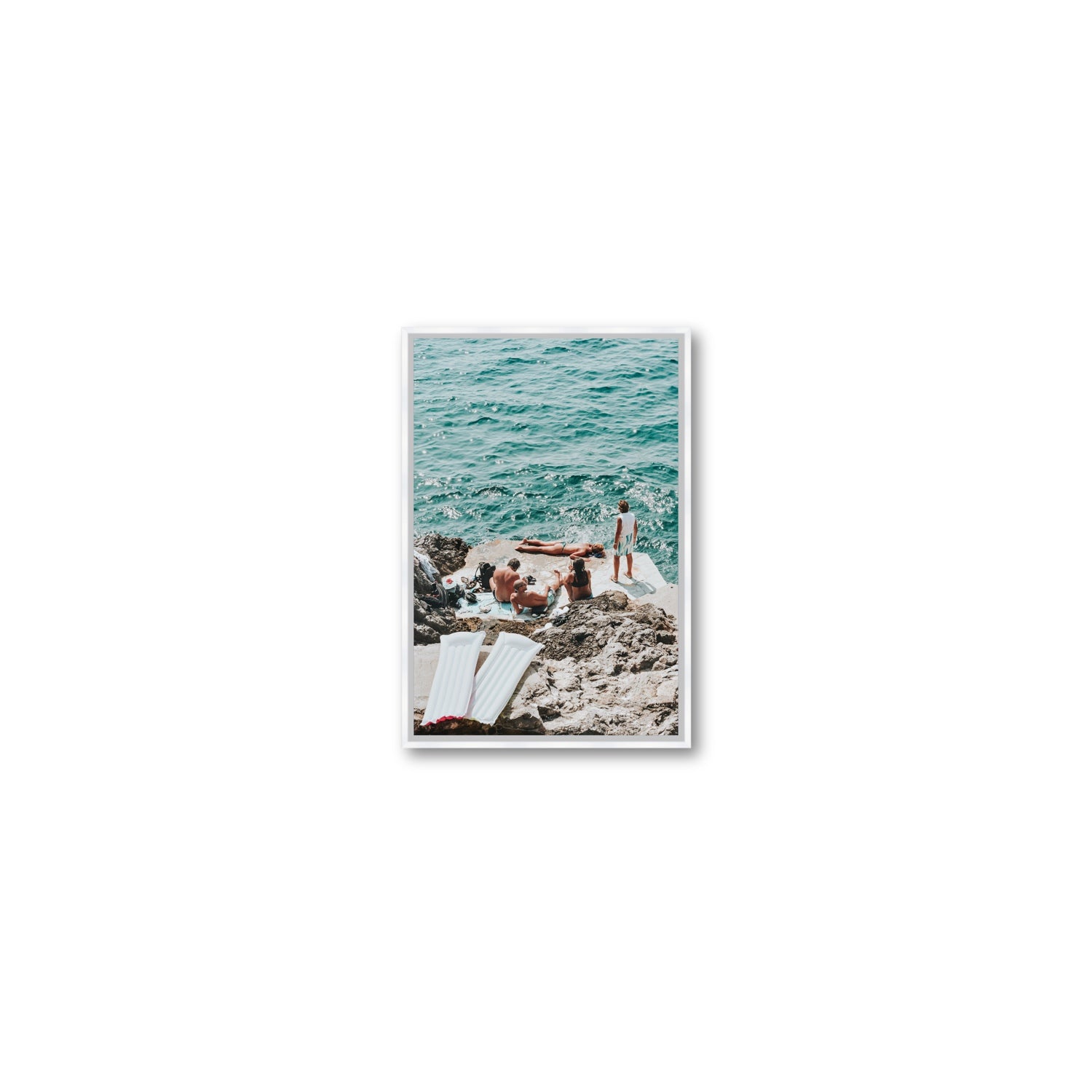 Gli Amici Praiano Amalfi Coast coastal wall art Small fine art canvas in white float frame