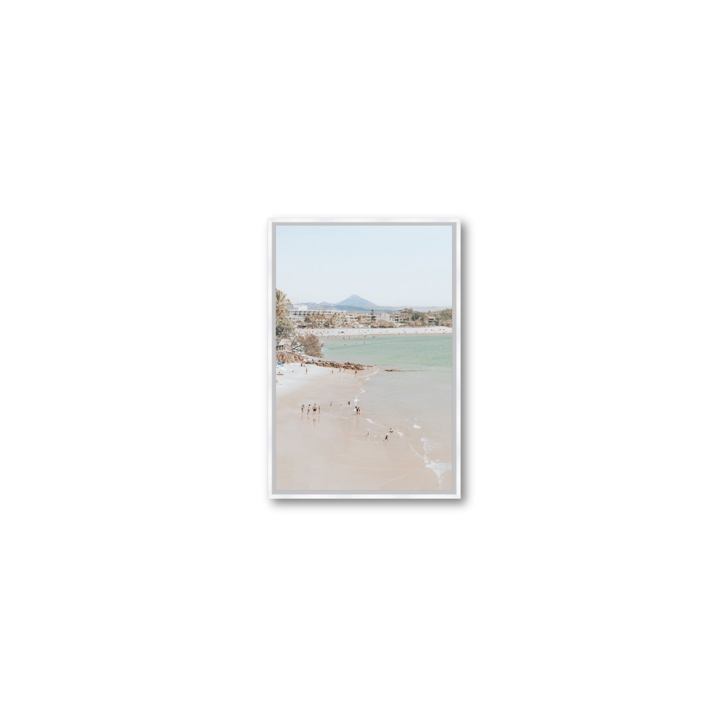 Little Cove Shallows fine art print, Noosa, Australia, coastal scenes artwork, Small, White Float Frame, Fine Art Canvas