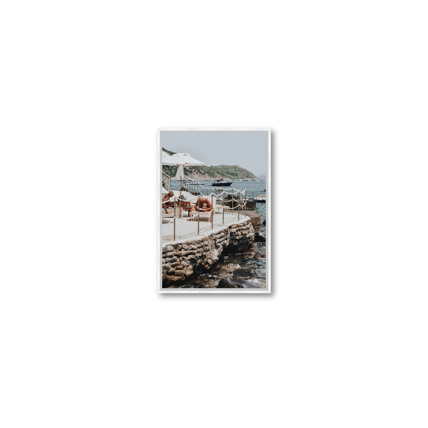 Nonno e Nonna Tuscany coastal Italian wall art Small fine art canvas in white float frame