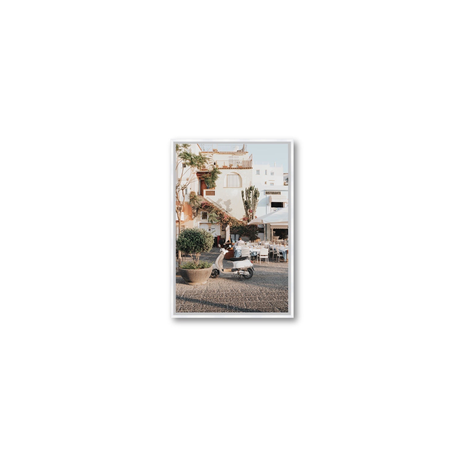 Ristorante Ischia Italian Mediterranean decor wall art Small fine art canvas in white float frame