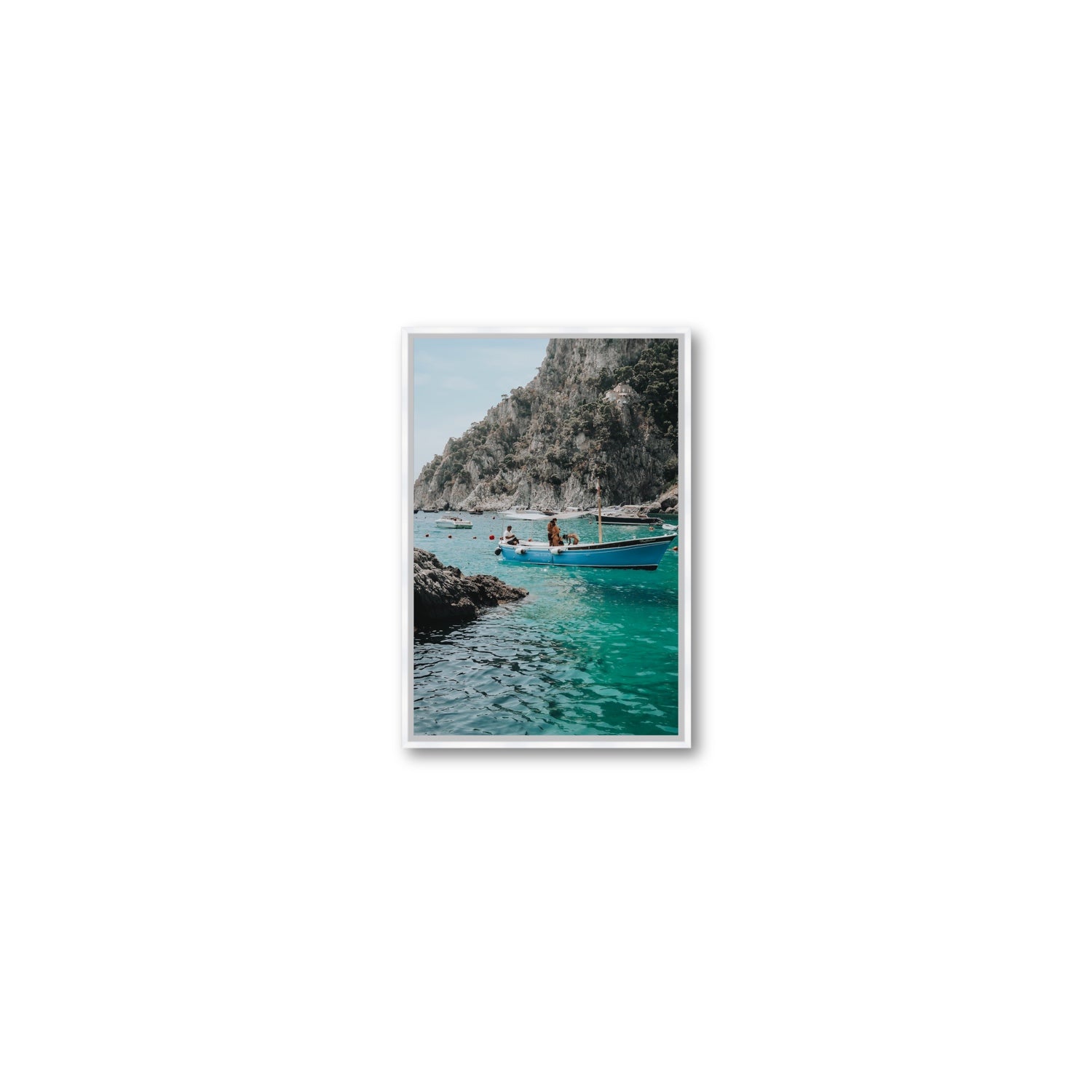 Emerald Escape fine art print, Capri, Italy, Small, White Float Frame, Fine Art Canvas