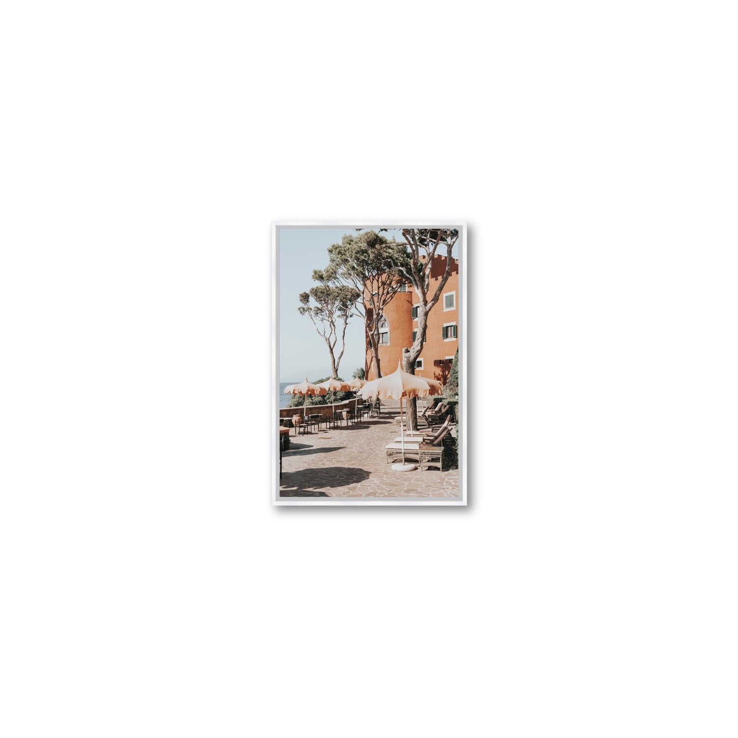 Mezzatorre Ischia Italian Mediterranean decor wall art Small fine art canvas in white float frame