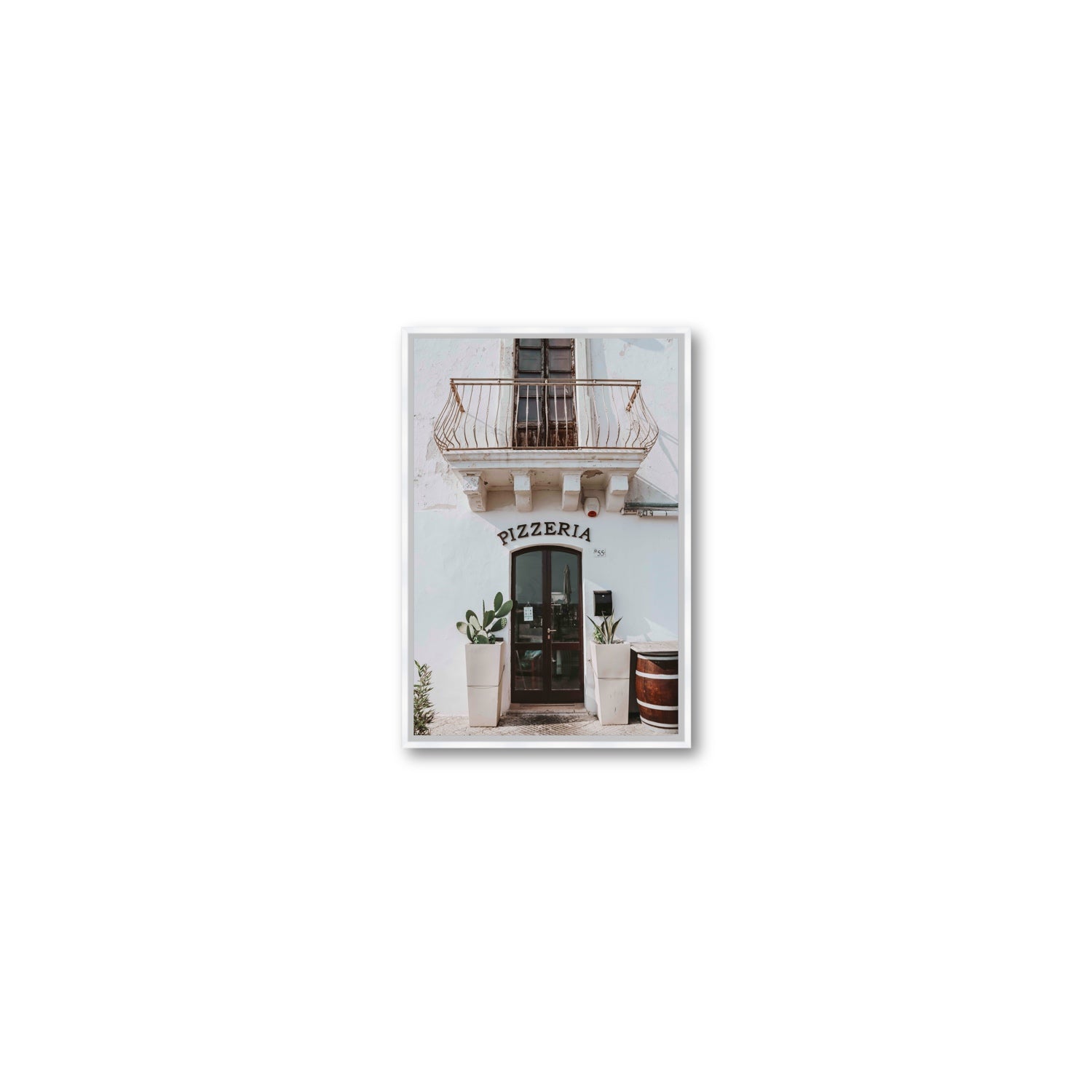 Pizzeria Puglia Italian wall art Small fine art canvas in white float frame