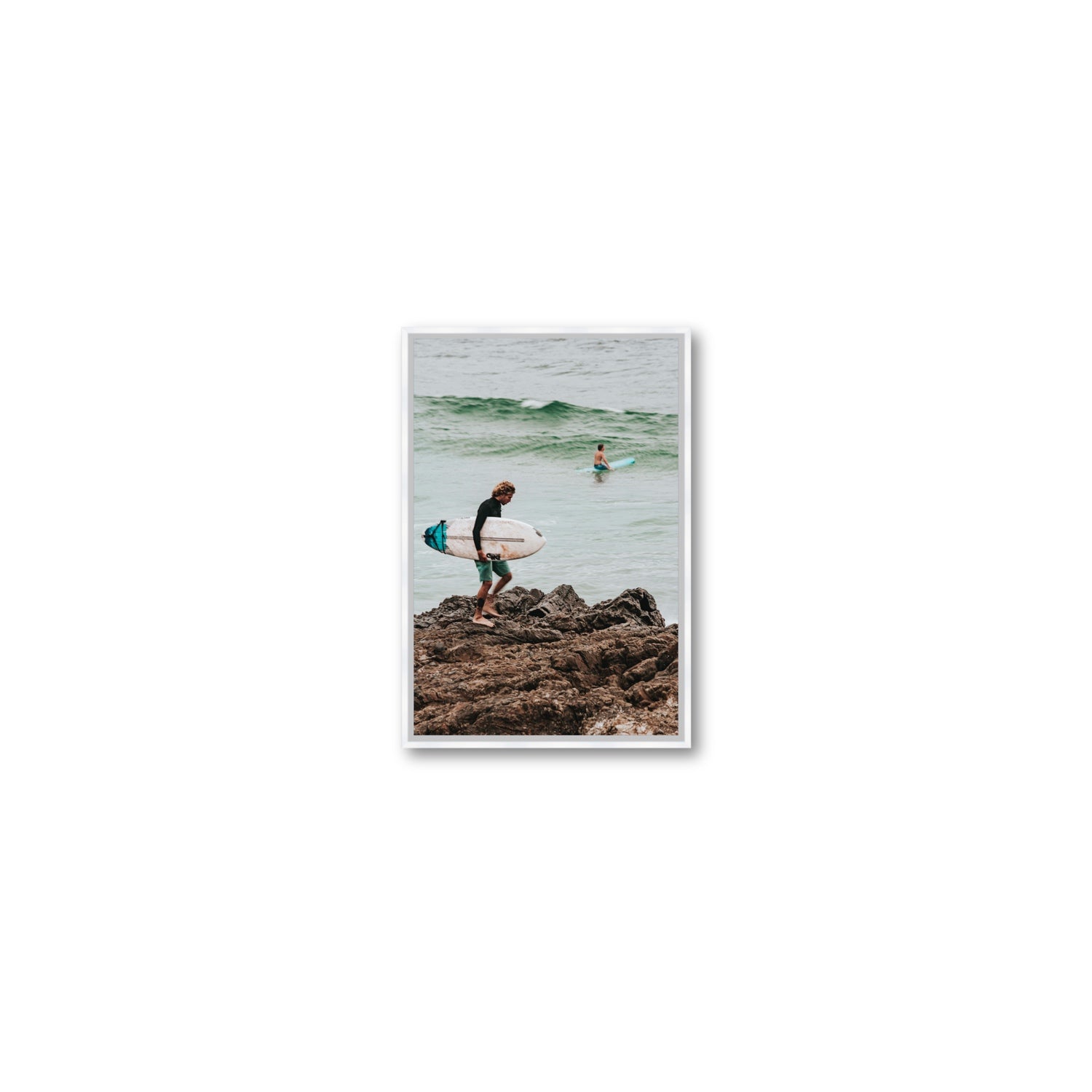 Not All Who Wander Are Lost Byron Bay Surf wall art Small fine art canvas in white float frame