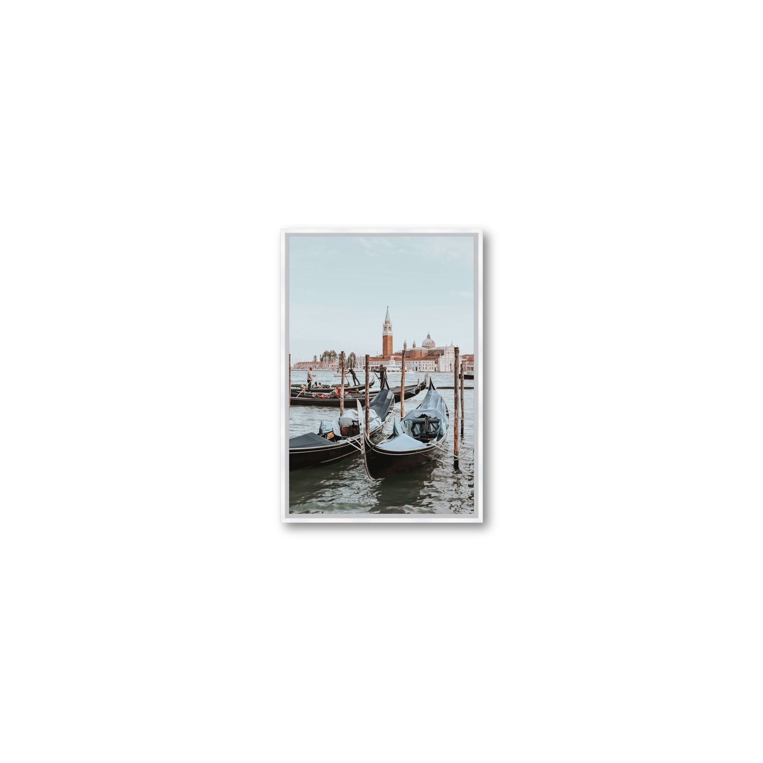Italian Commute Venice Italian Mediterranean decor wall art Small fine art canvas in white float frame