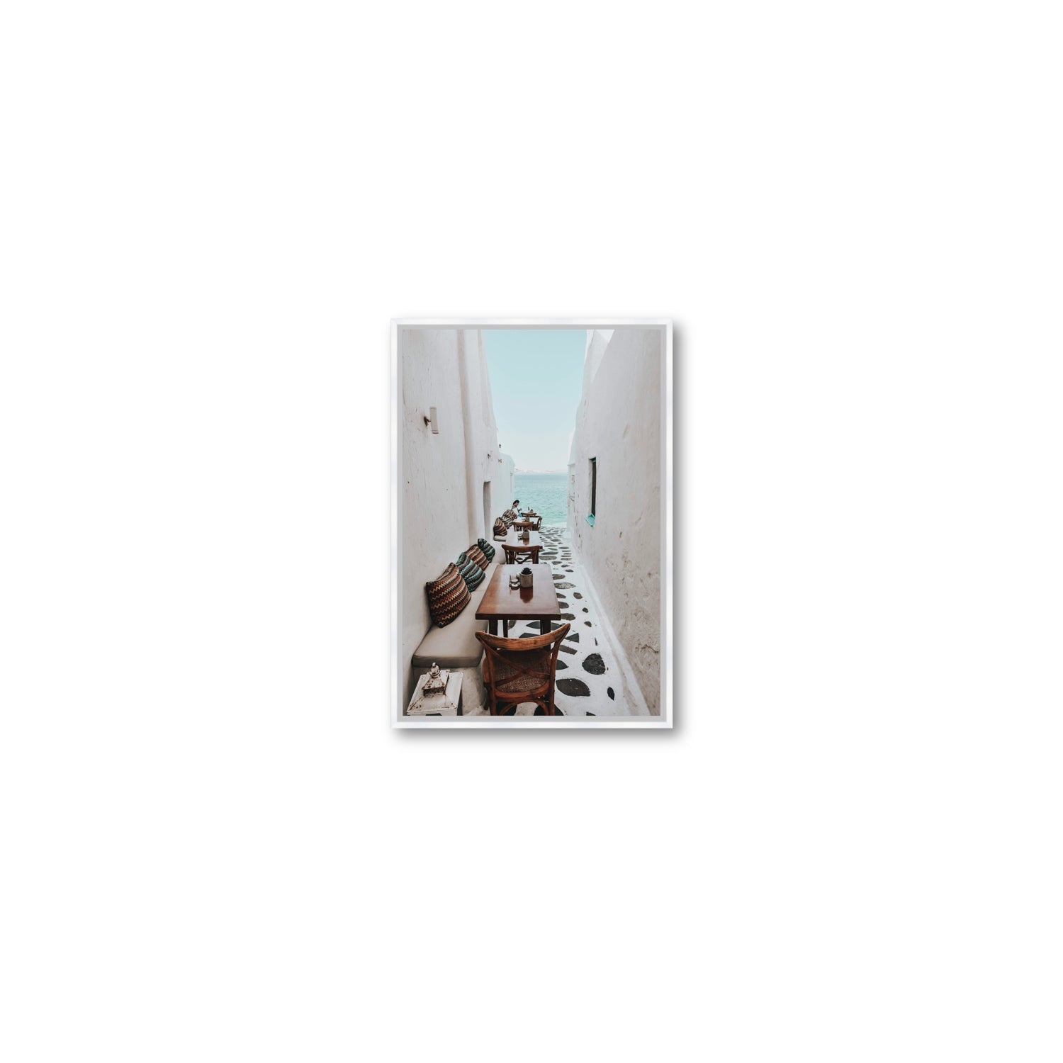 Trip Down Memory Lane fine art print, Mykonos, Greece, Small, White Float Frame, Fine Art Canvas