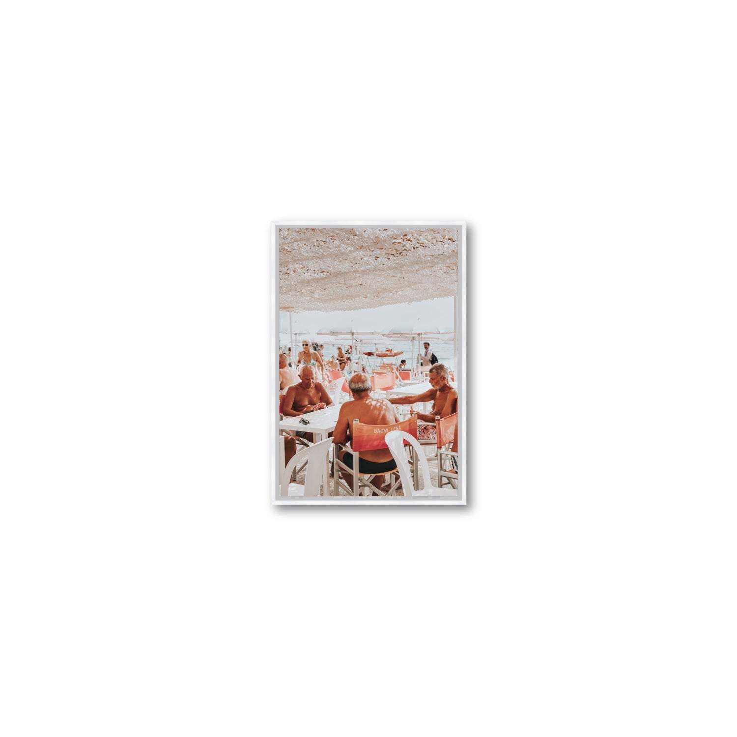 The Players fine art print, Alassio, Italy, Small, White Float Frame, Fine Art Canvas