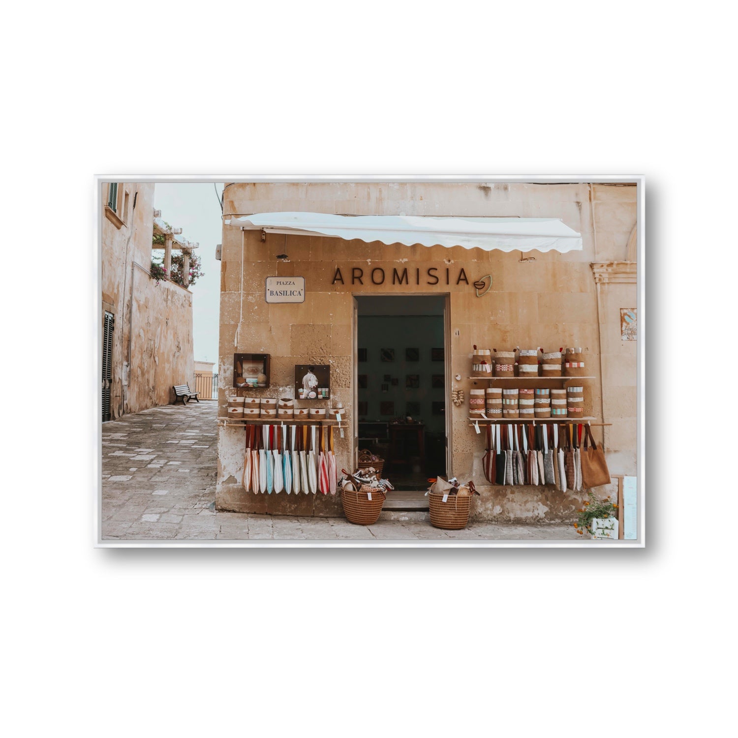 Aromisia Puglia Otranto Italian wall art Gallery fine art canvas in white float frame