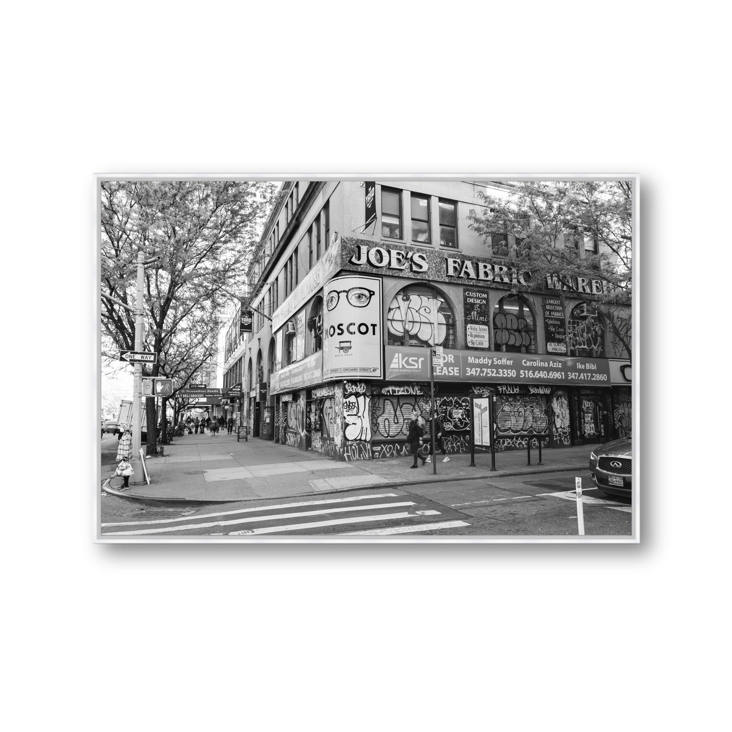 Wall Poetry New York NYC Black & White wall art Gallery fine art canvas in white float frame