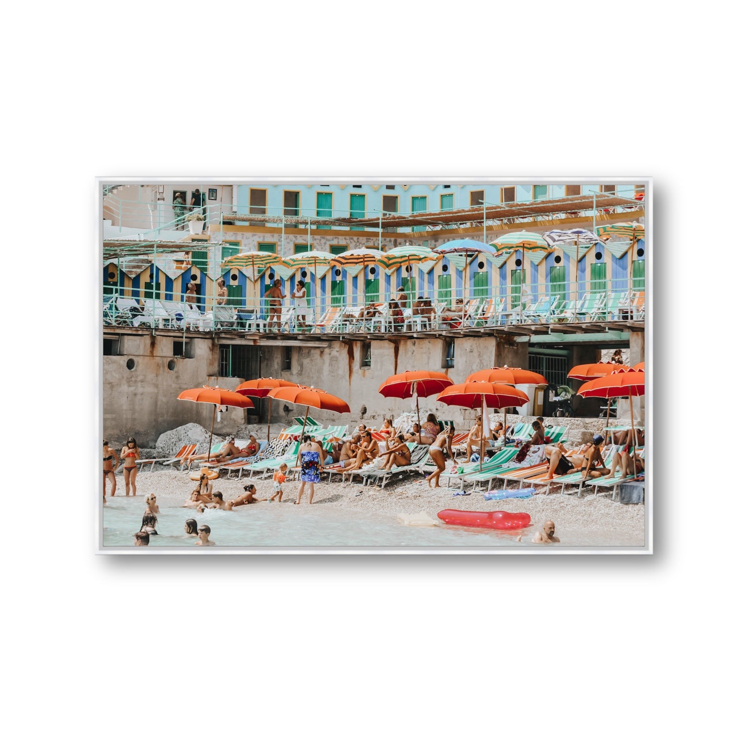 Umbrella Fiesta fine art print, Capri, Italy, Gallery, White Float Frame, Fine Art Canvas