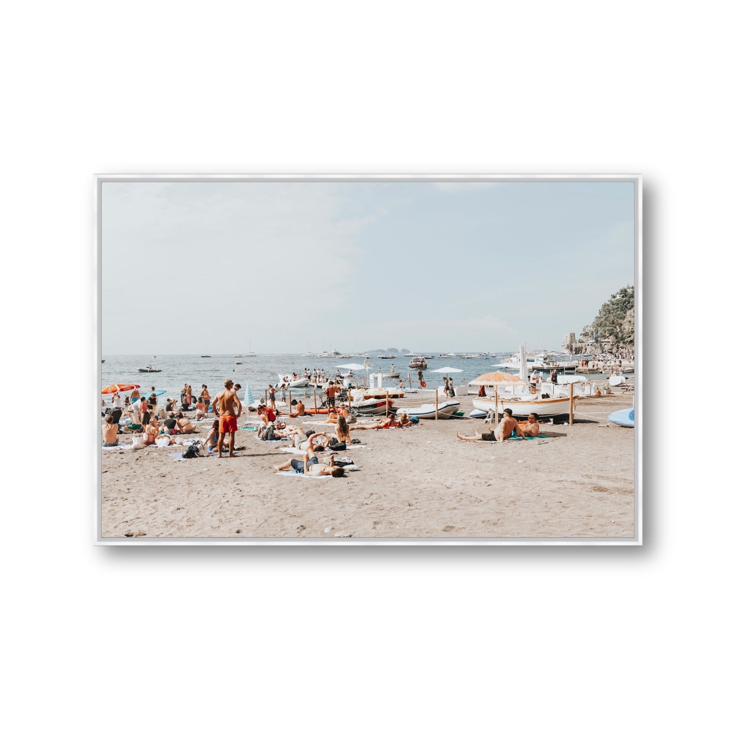 Beachy Vibes fine art print, Positano, Italy, Gallery, White Float Frame, Fine Art Canvas