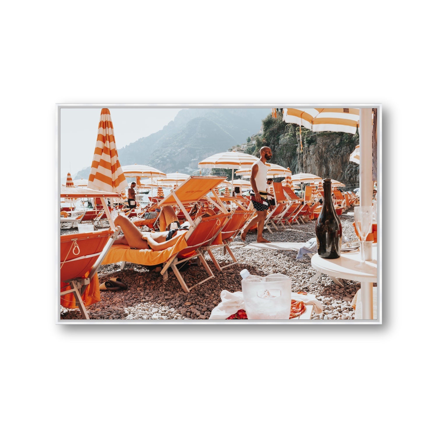 Zesty Shade Positano wall art Gallery fine art canvas in white float frame