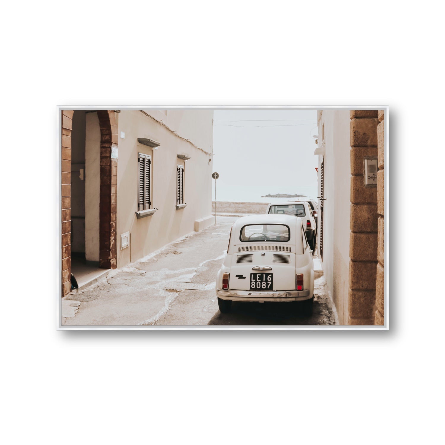 Bambini Lane Puglia Italian wall art Gallery fine art canvas in white float frame