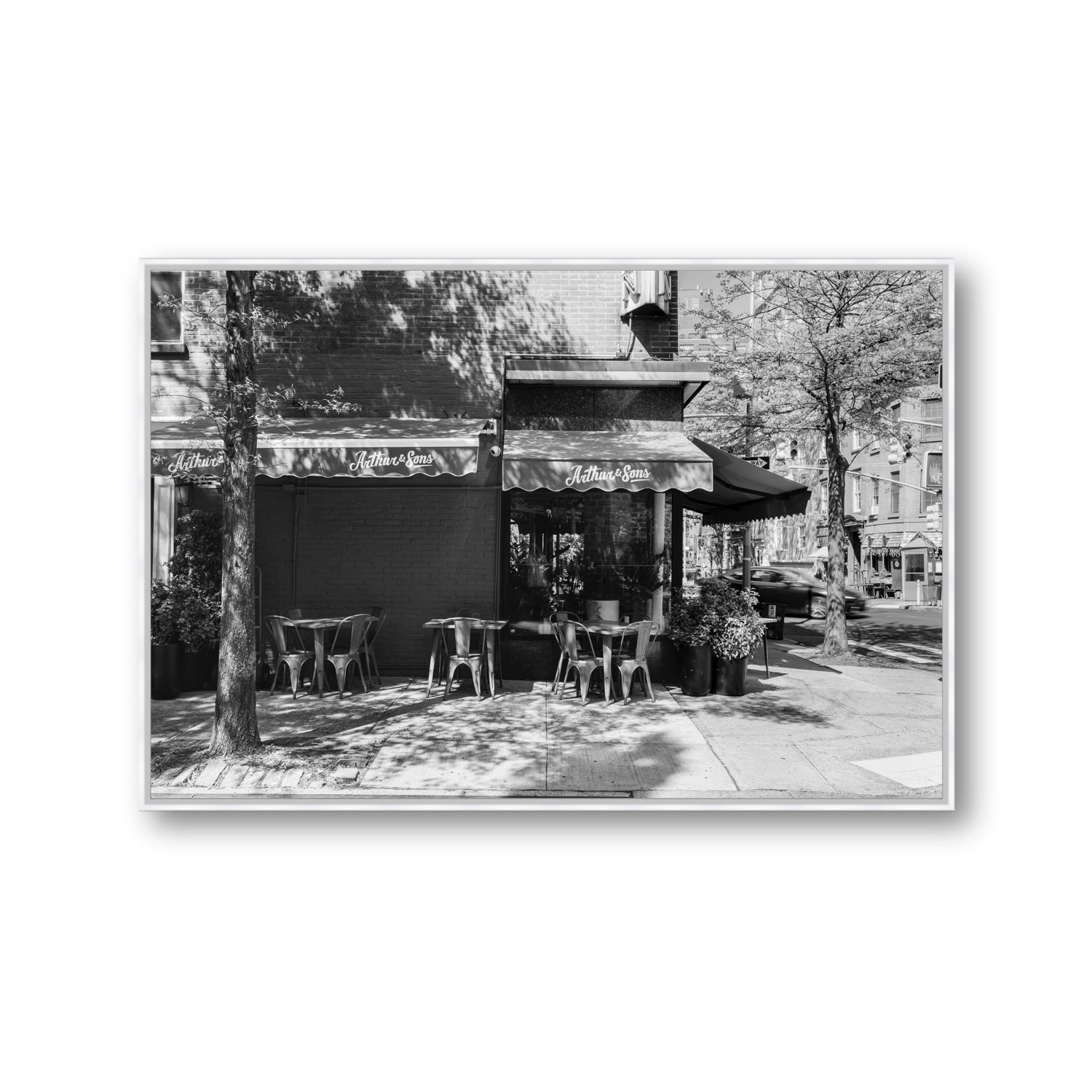 Arthur's Corner New York NYC Restaurant wall art Gallery fine art canvas in white float frame