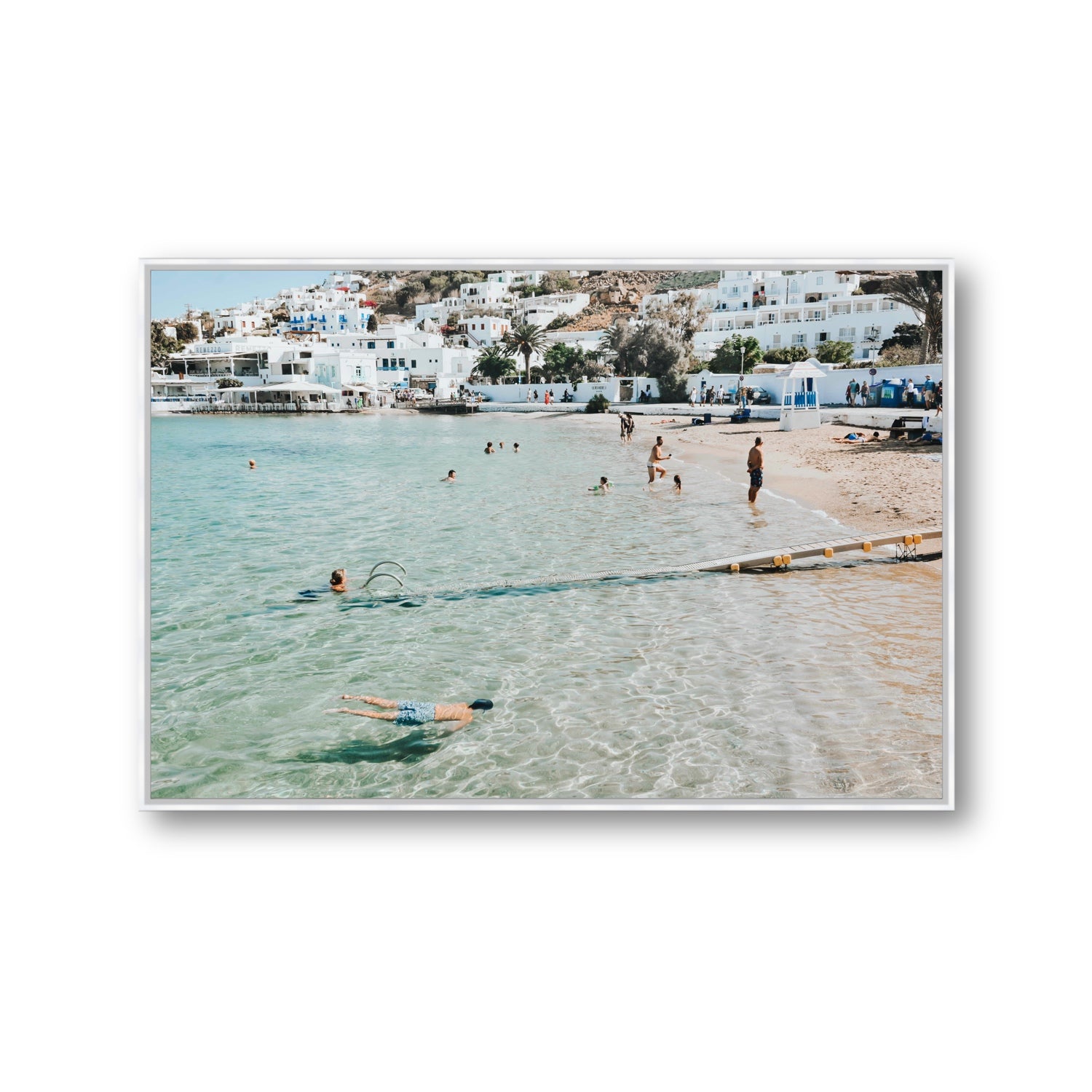 Bathe Yourself In Beauty Mykonos Greek island wall art Gallery fine art canvas in white float frame