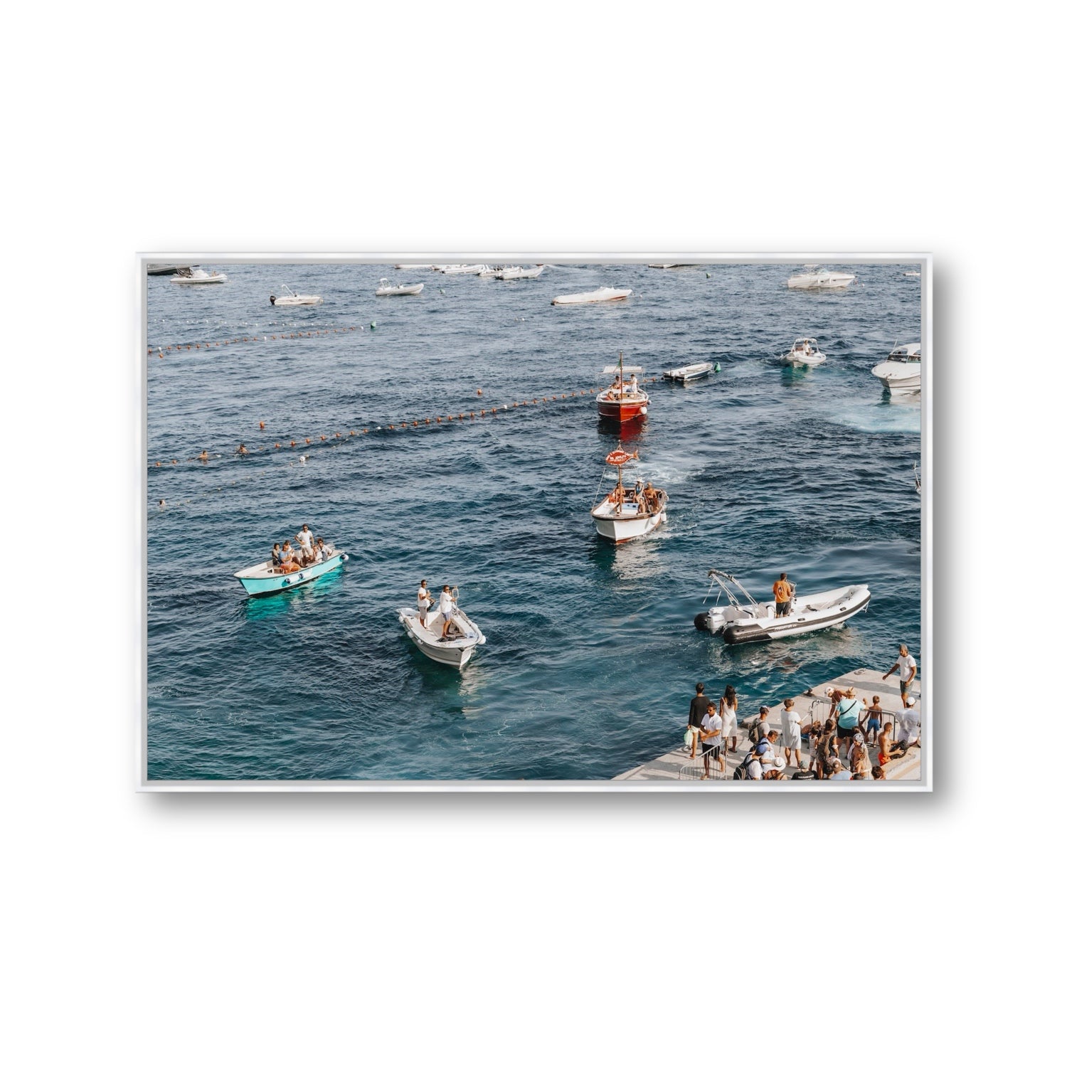 Nautical Parade Positano wall art Gallery fine art canvas in white float frame