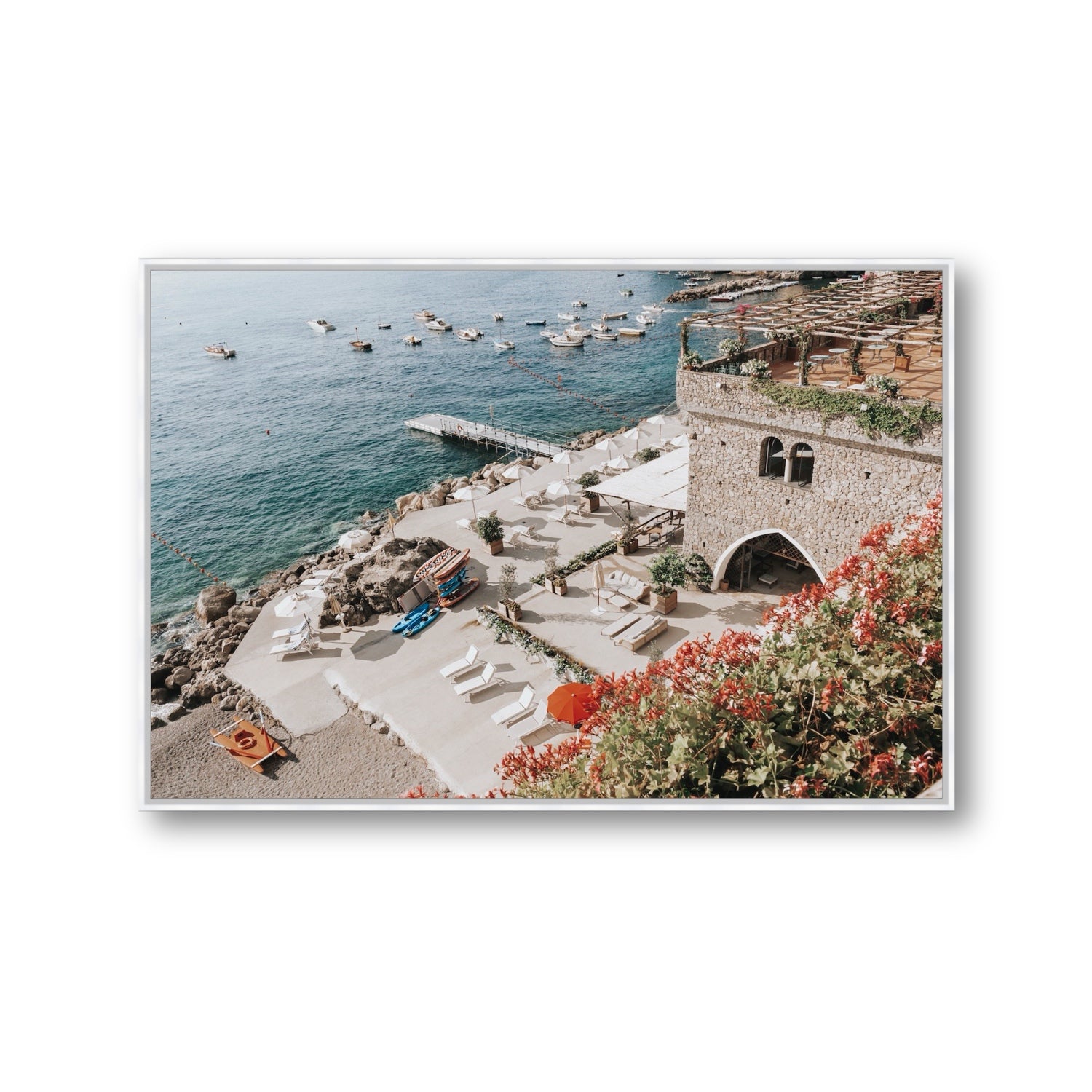 Floral Fortress fine art print, Amalfi, Italy, Gallery, White Float Frame, Fine Art Canvas