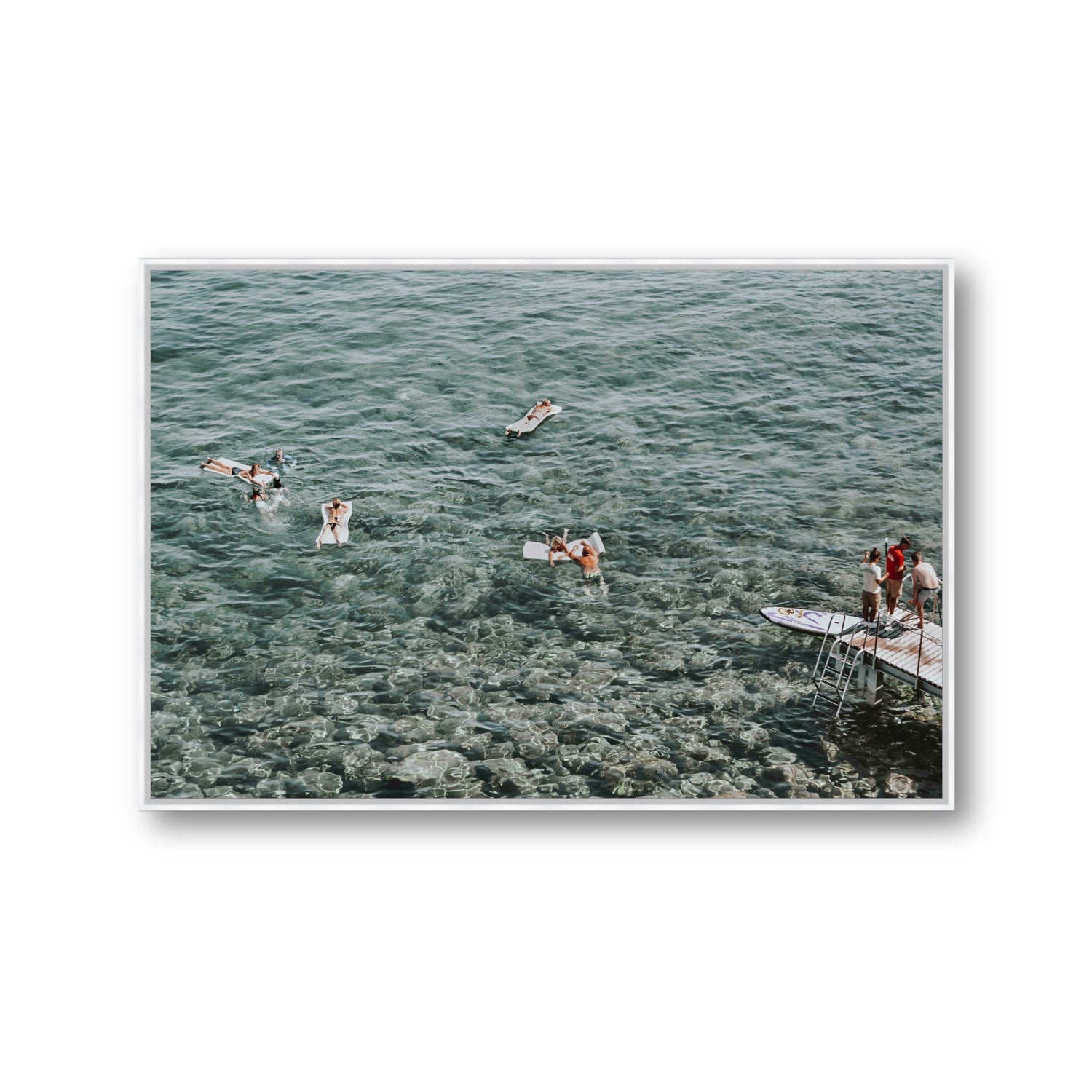 Having A Whale Of A Time Tuscany coastal wall art Gallery fine art canvas in white float frame