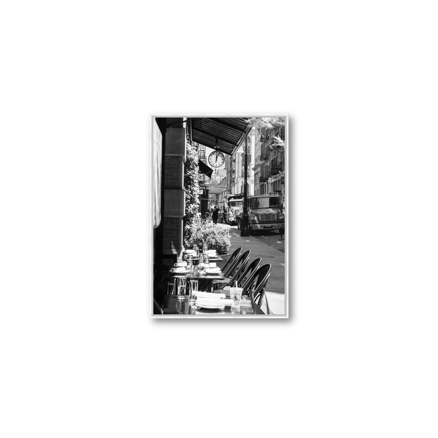 Mercer Street New York NYC Black & White wall art Medium fine art canvas in white float frame
