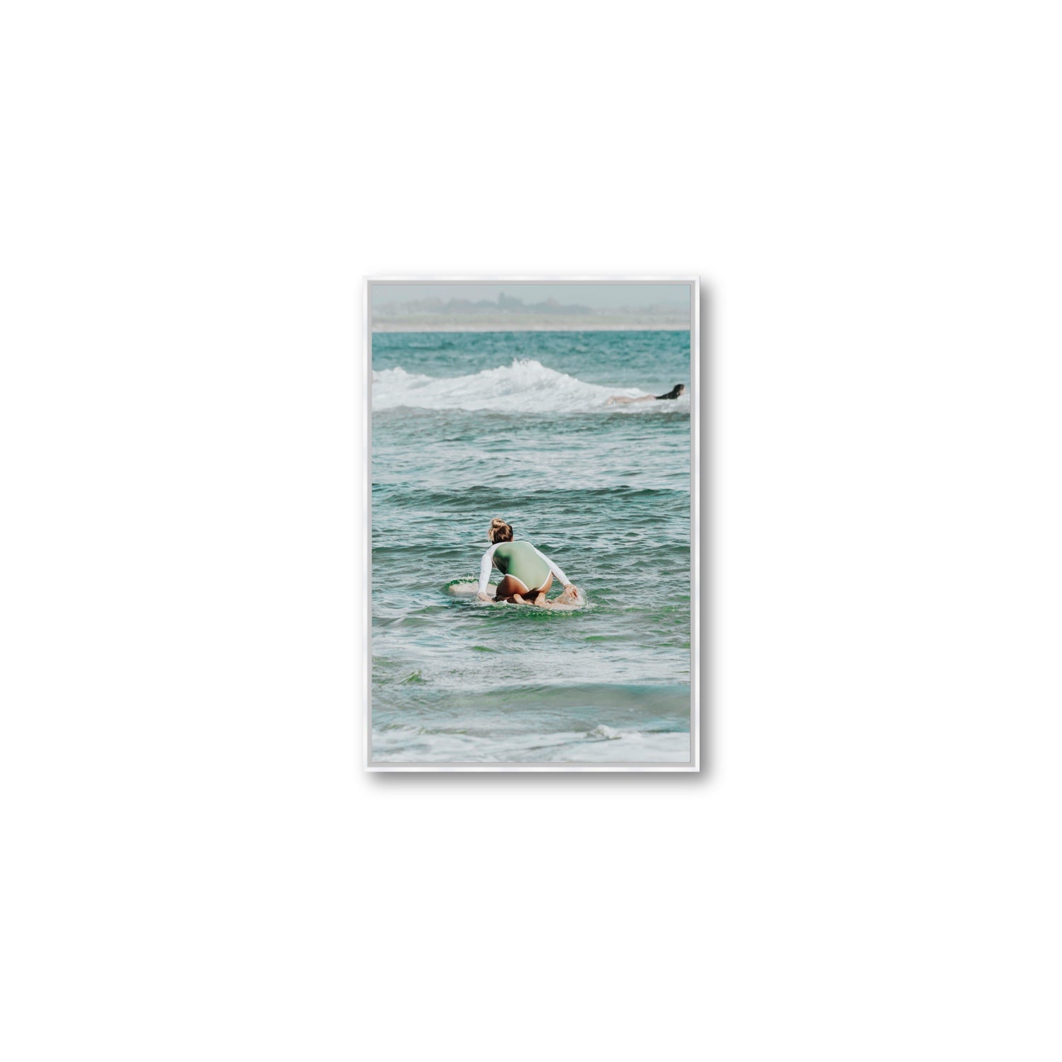 Quincy Byron Bay Surf coastal wall art Medium fine art canvas in white float frame