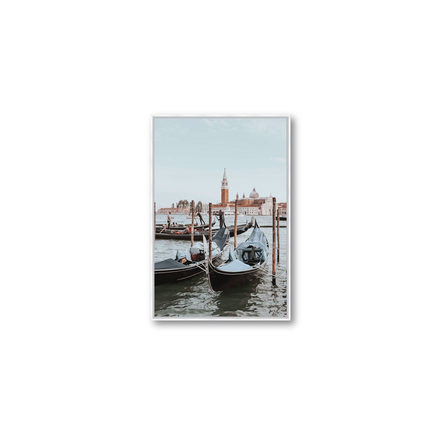 Italian Commute Venice Italian Mediterranean decor wall art Medium fine art canvas in white float frame