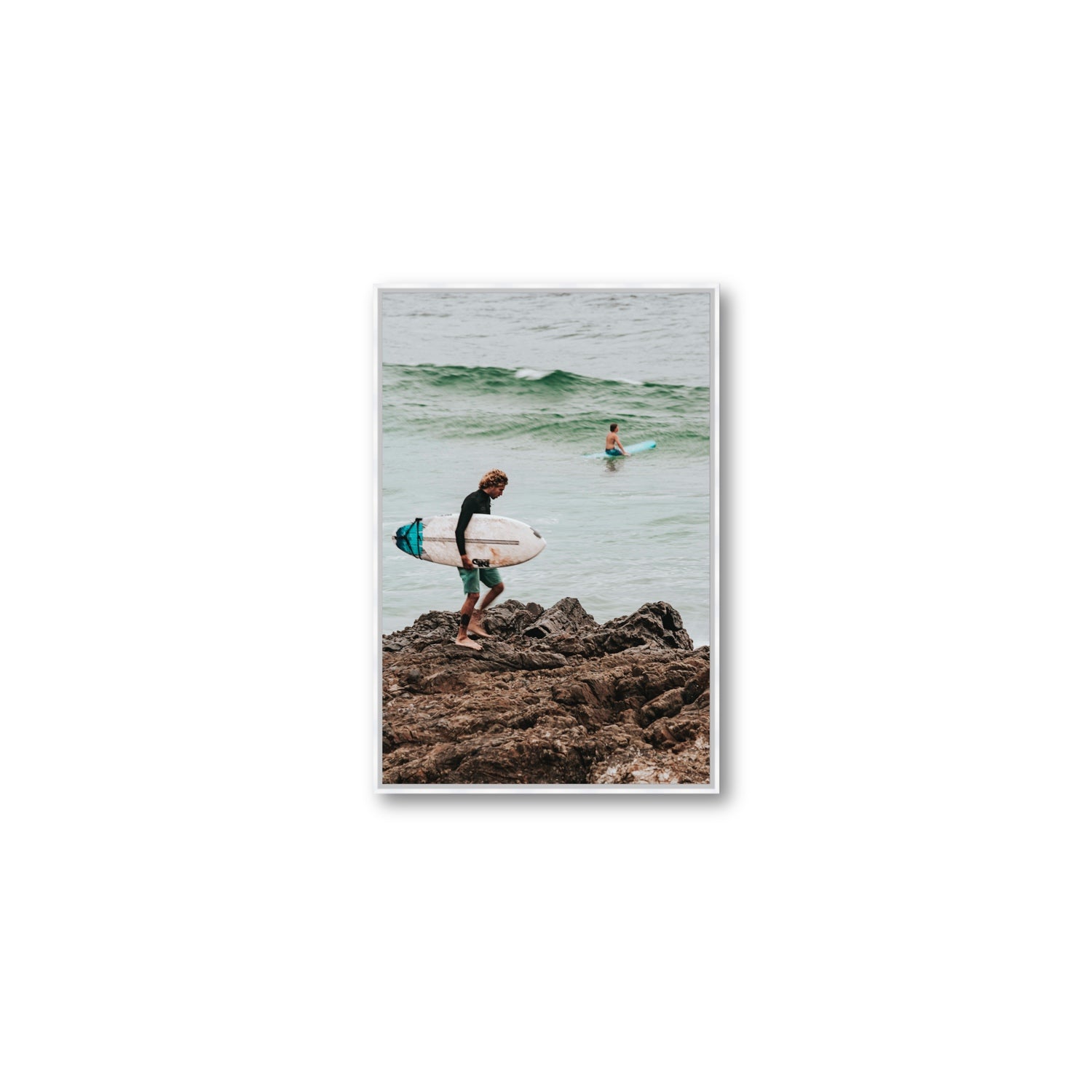Not All Who Wander Are Lost Byron Bay Surf wall art Medium fine art canvas in white float frame