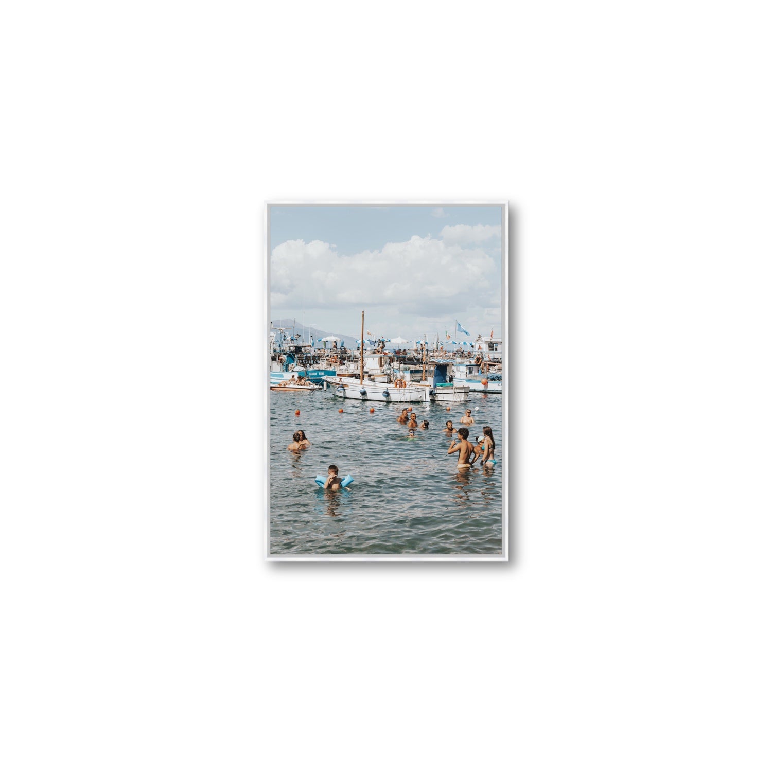 Vacanze Italiane Sorrento Italian coastal wall art Medium fine art canvas in white float frame