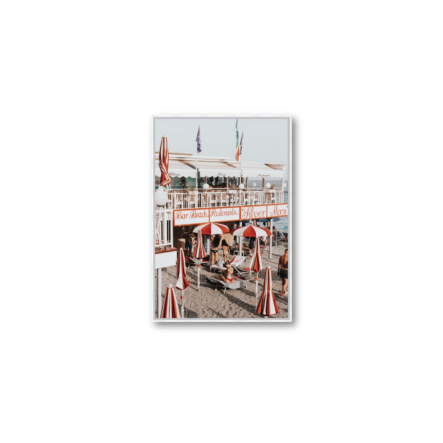 Vintage Amalfi Amalfi Mediterranean wall art Medium fine art canvas in white float frame