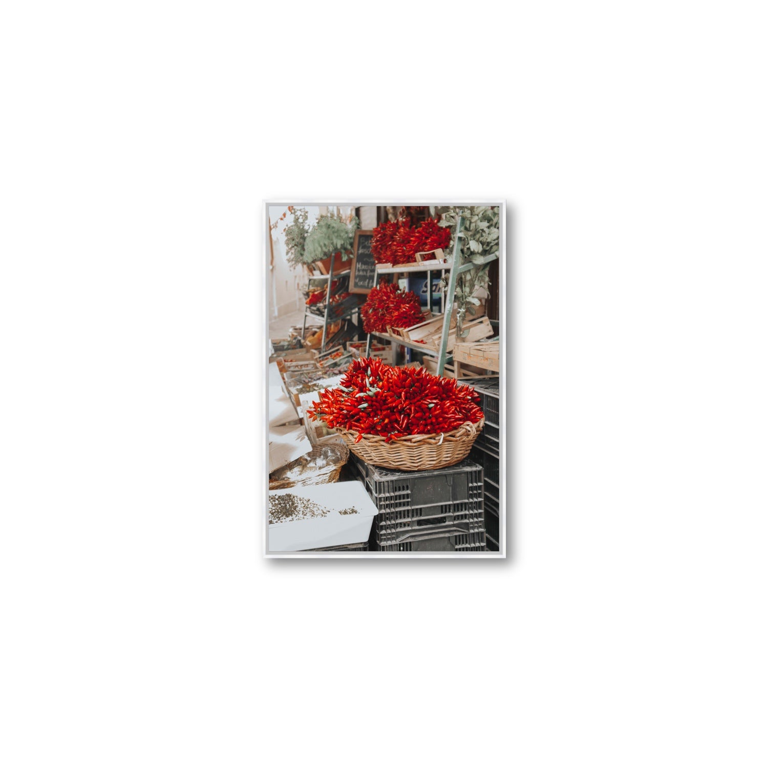 Fiery Cluster Puglia Italian wall art Medium fine art canvas in white float frame