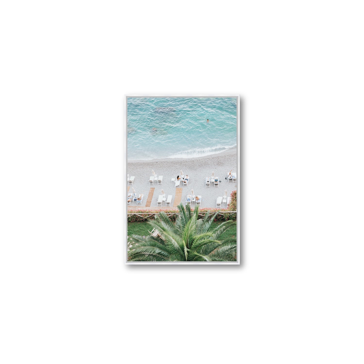 Paradiso Amalfi Mediterranean wall art Medium fine art canvas in white float frame