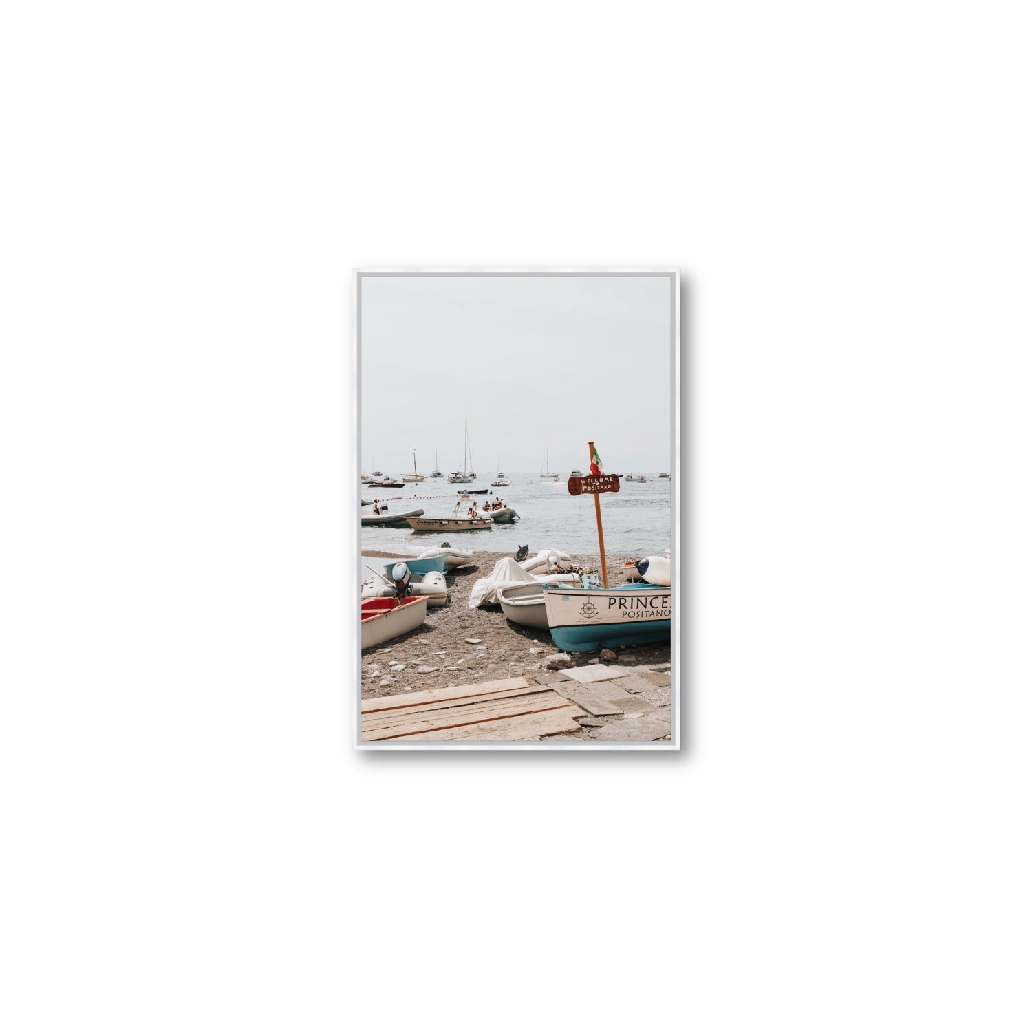 Coming Home fine art print, Positano, Italy, Medium, White Float Frame, Fine Art Canvas