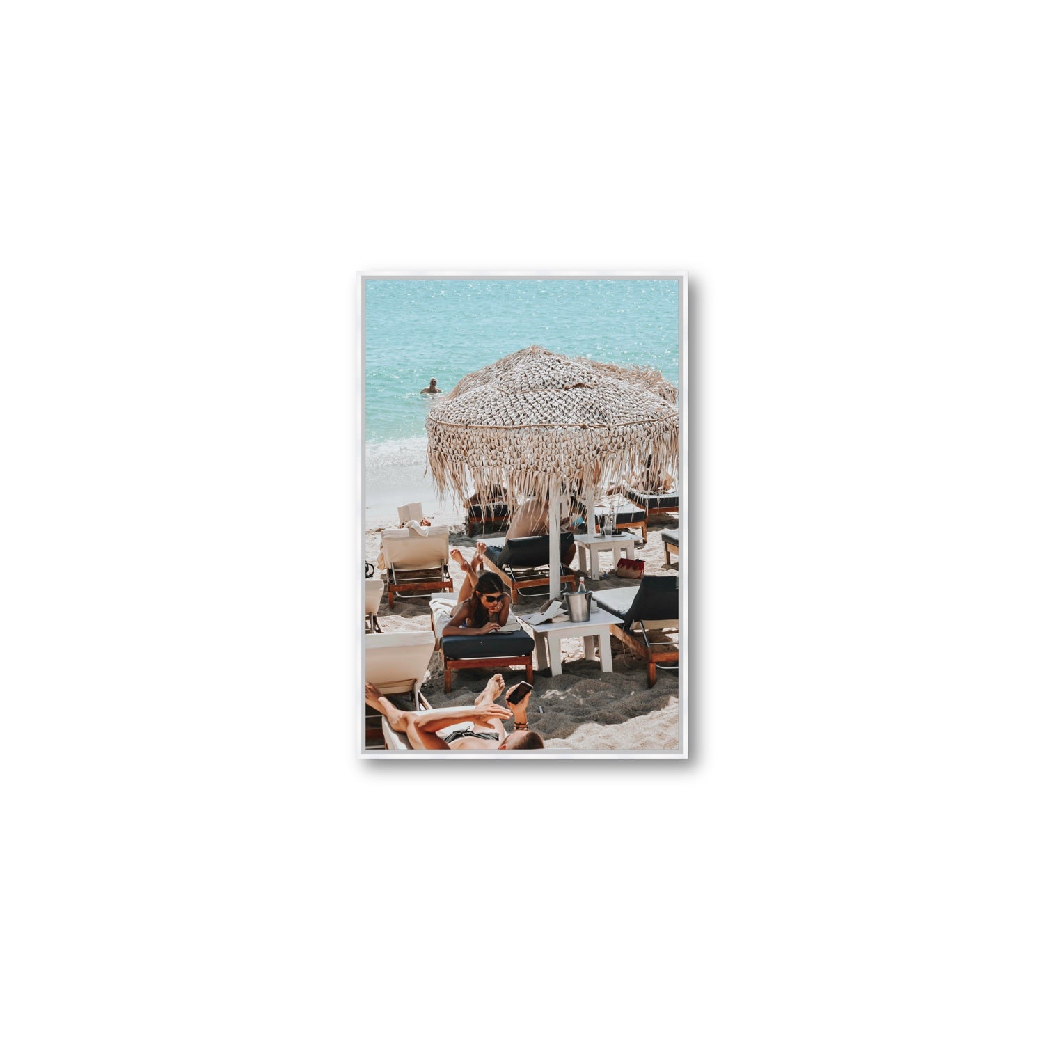 In The Zone Mykonos Greek island wall art Medium fine art canvas in white float frame