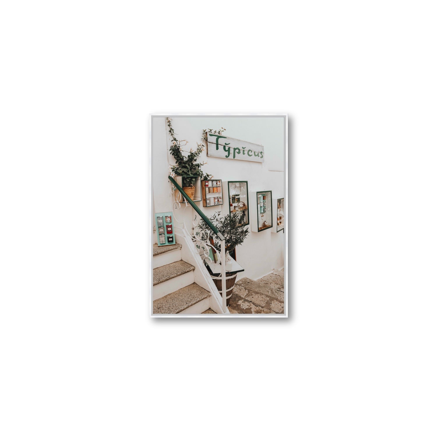 Il Negozio Puglia Ostuni wall art Medium fine art canvas in white float frame