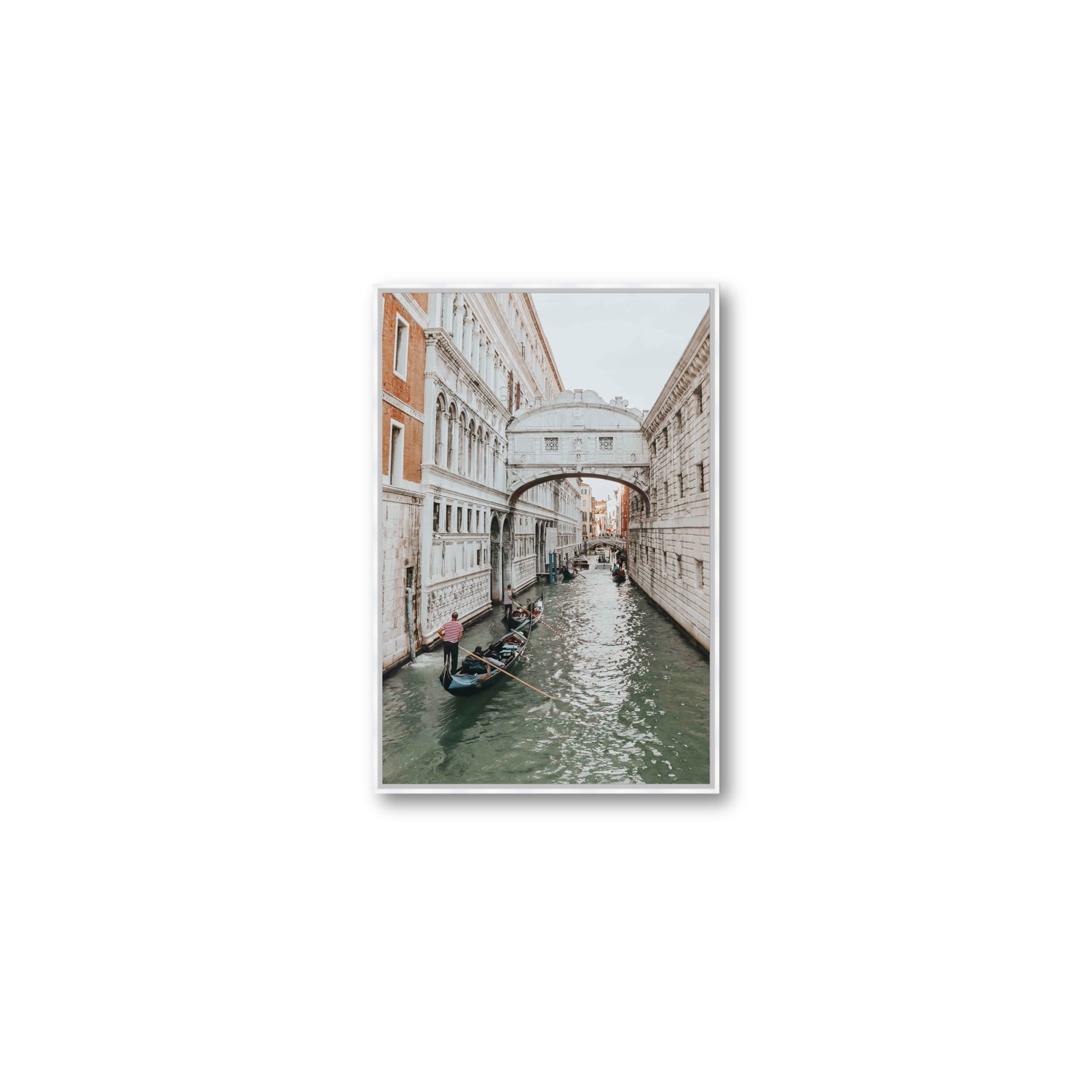 Bridge of Sighs Venice Gondola Italian wall art Medium fine art canvas in white float frame