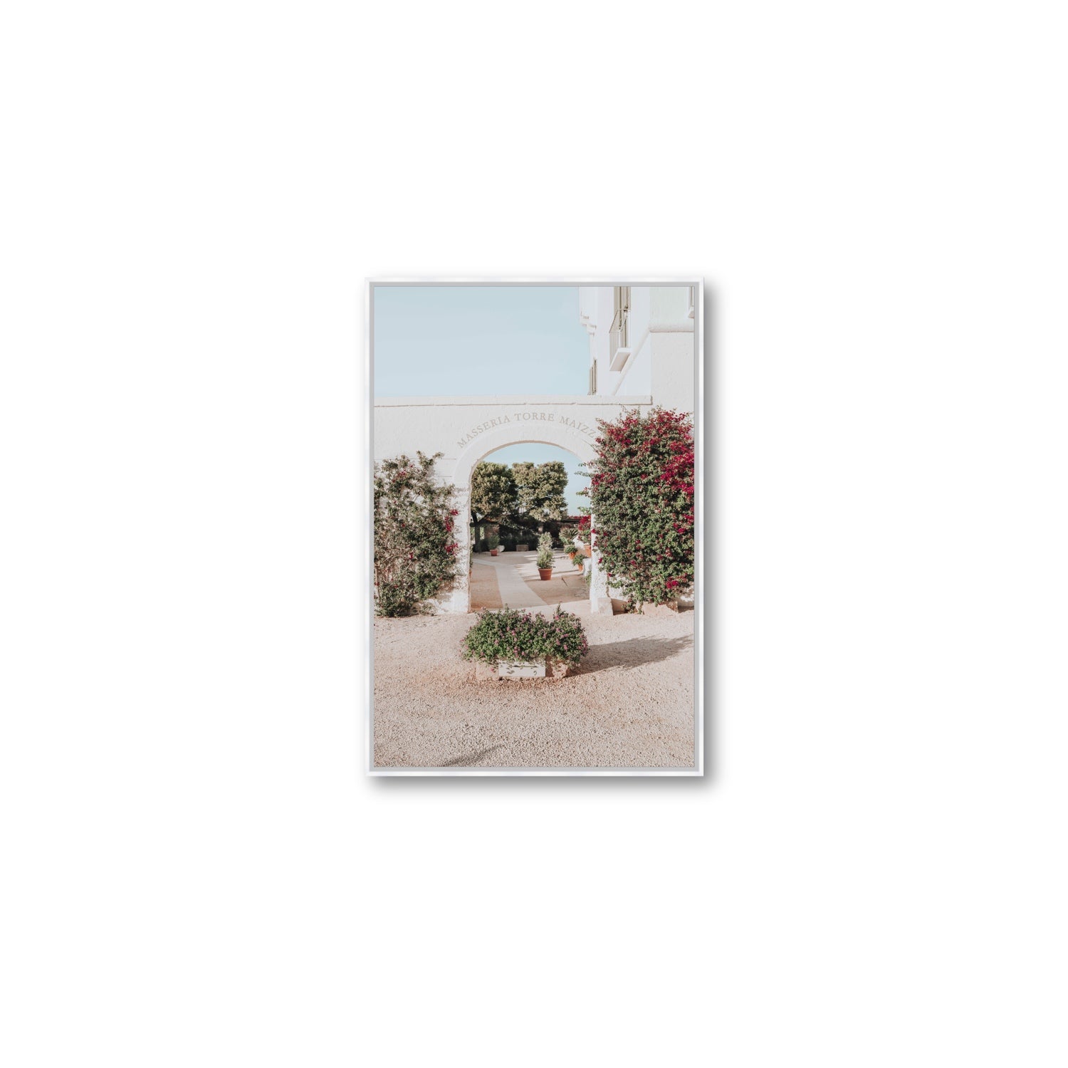 Torre Maizza Puglia Italian wall art Medium fine art canvas in white float frame