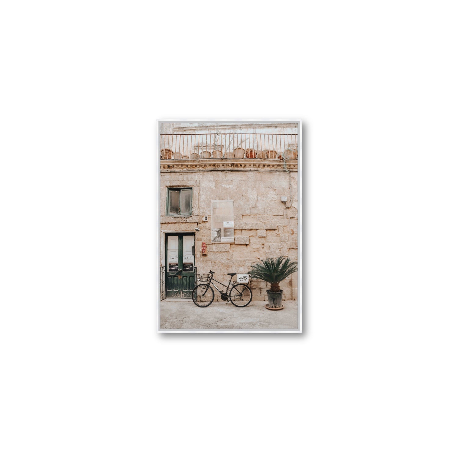 Golden Facades Puglia Lecce Italian wall art Medium fine art canvas in white float frame