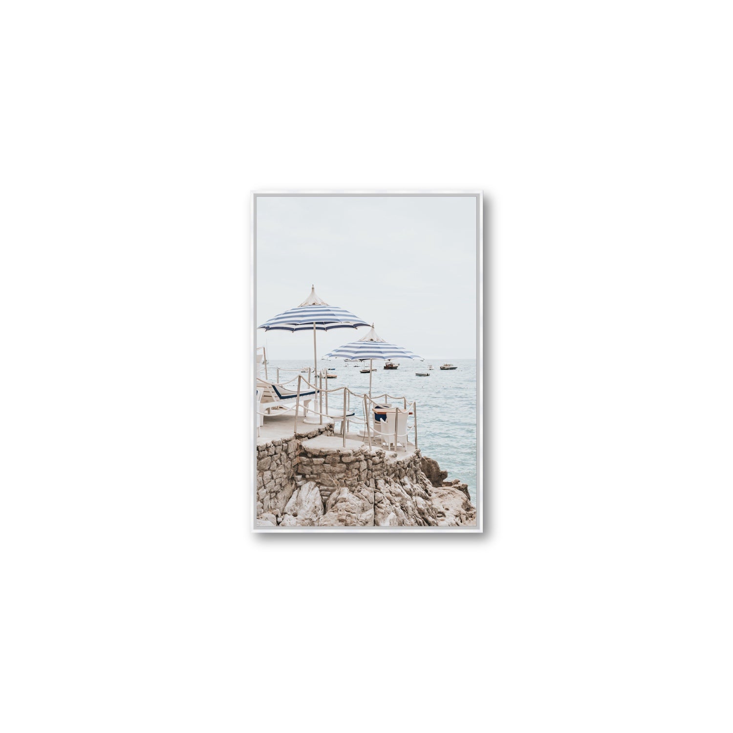 La Scogliera fine art print, Positano, Italy, Medium, White Float Frame, Fine Art Canvas