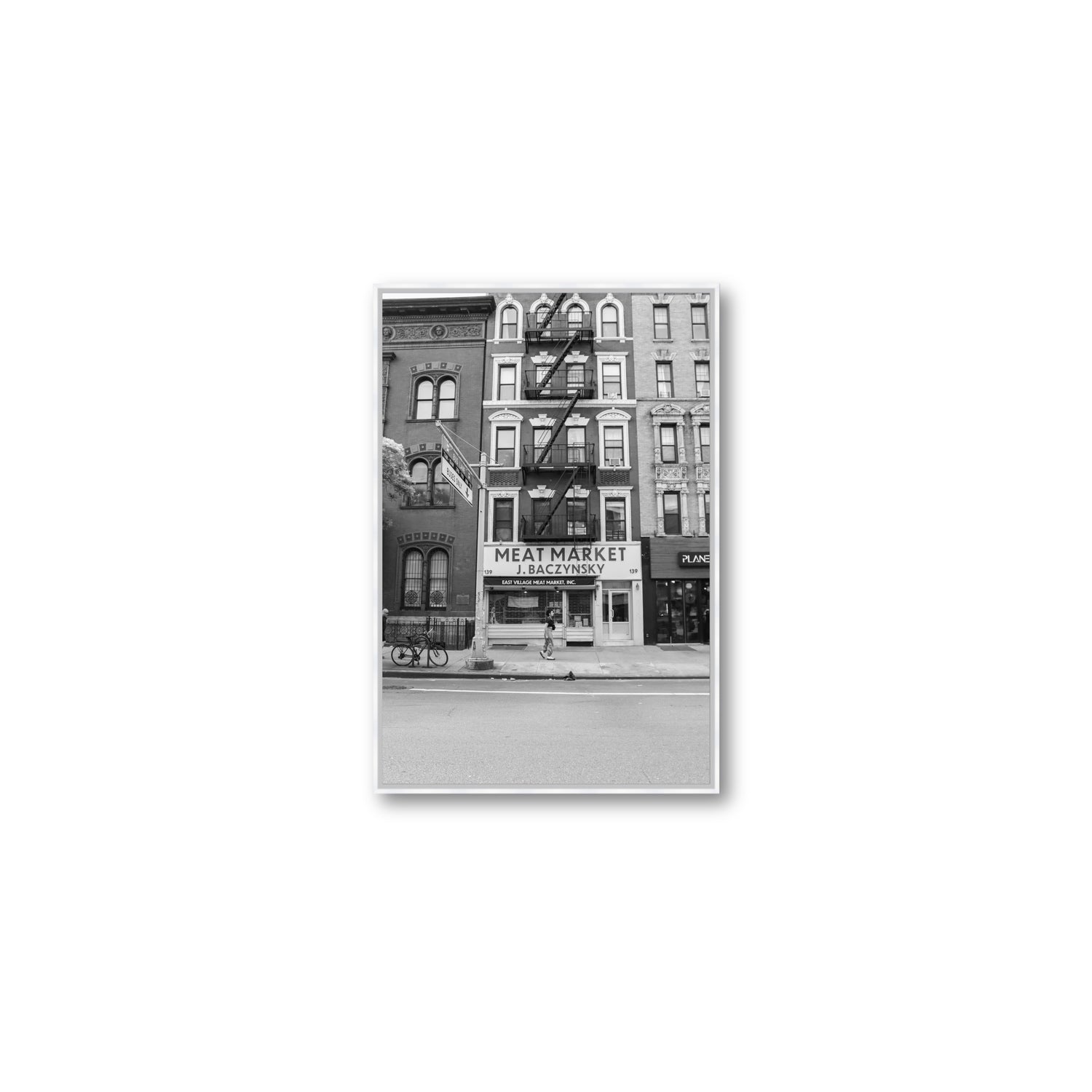 Vertical Village New York NYC Black & White wall art Medium fine art canvas in white float frame