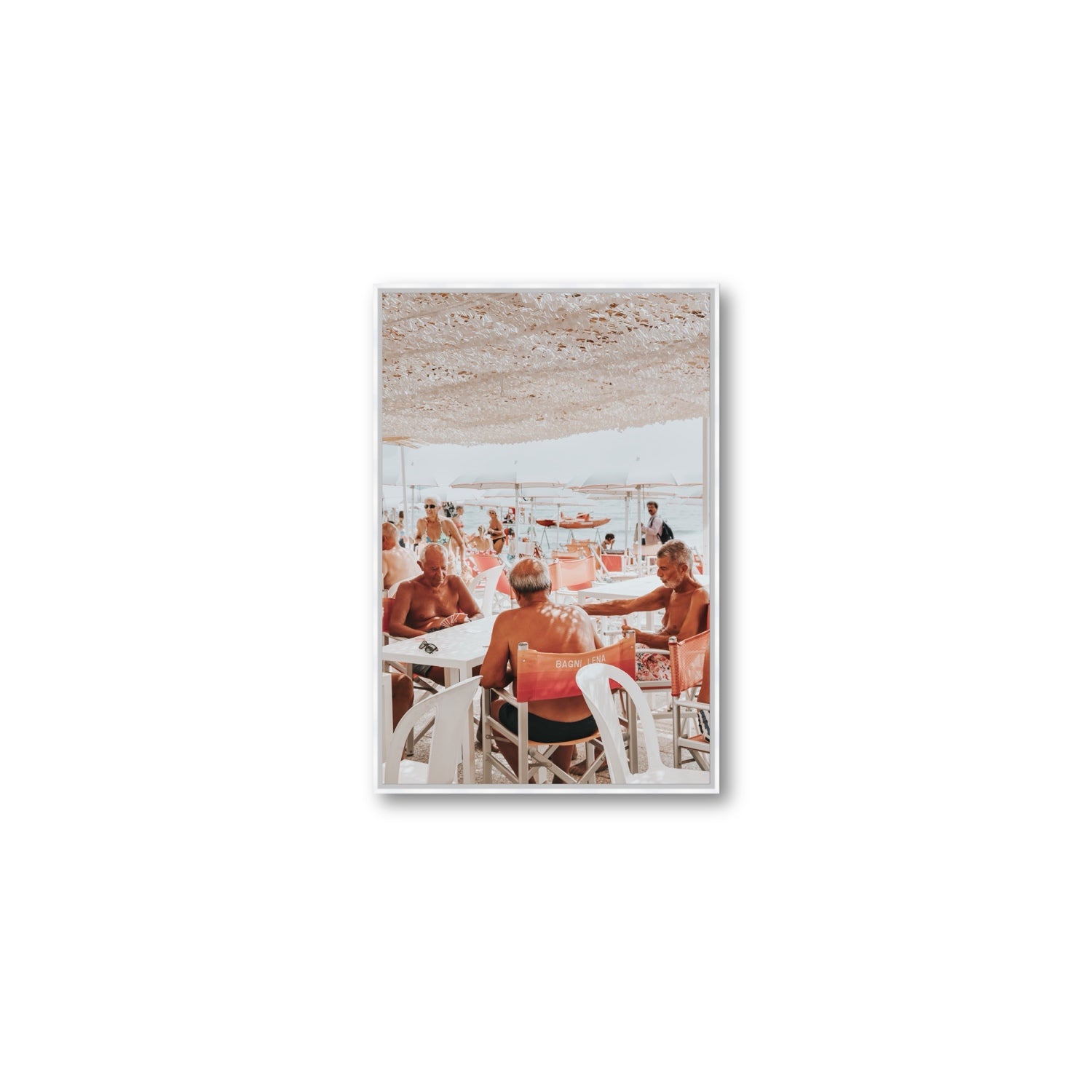 The Players fine art print, Alassio, Italy, Medium, White Float Frame, Fine Art Canvas