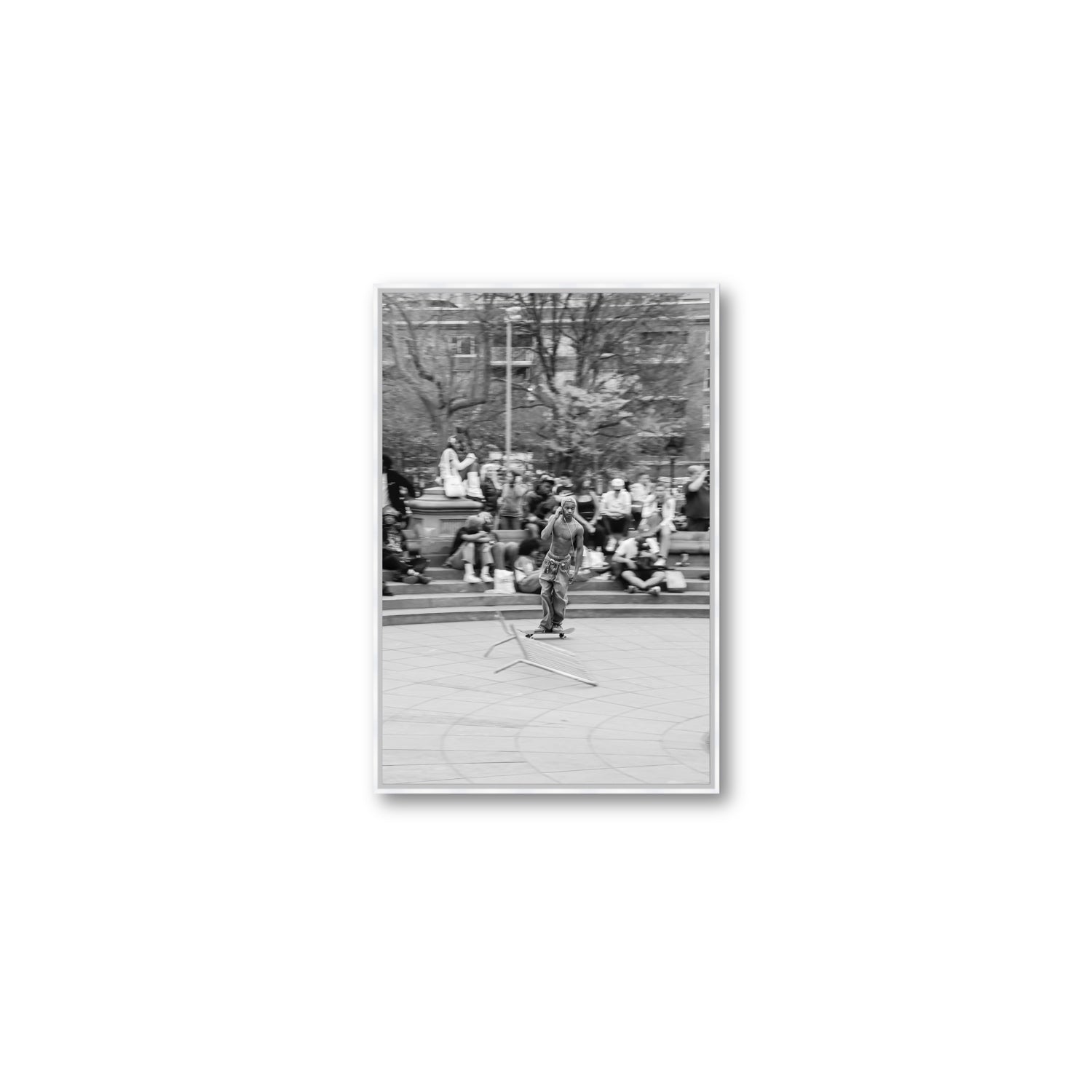 Skate Park Serenade New York NYC Black & White wall art Medium fine art canvas in white float frame