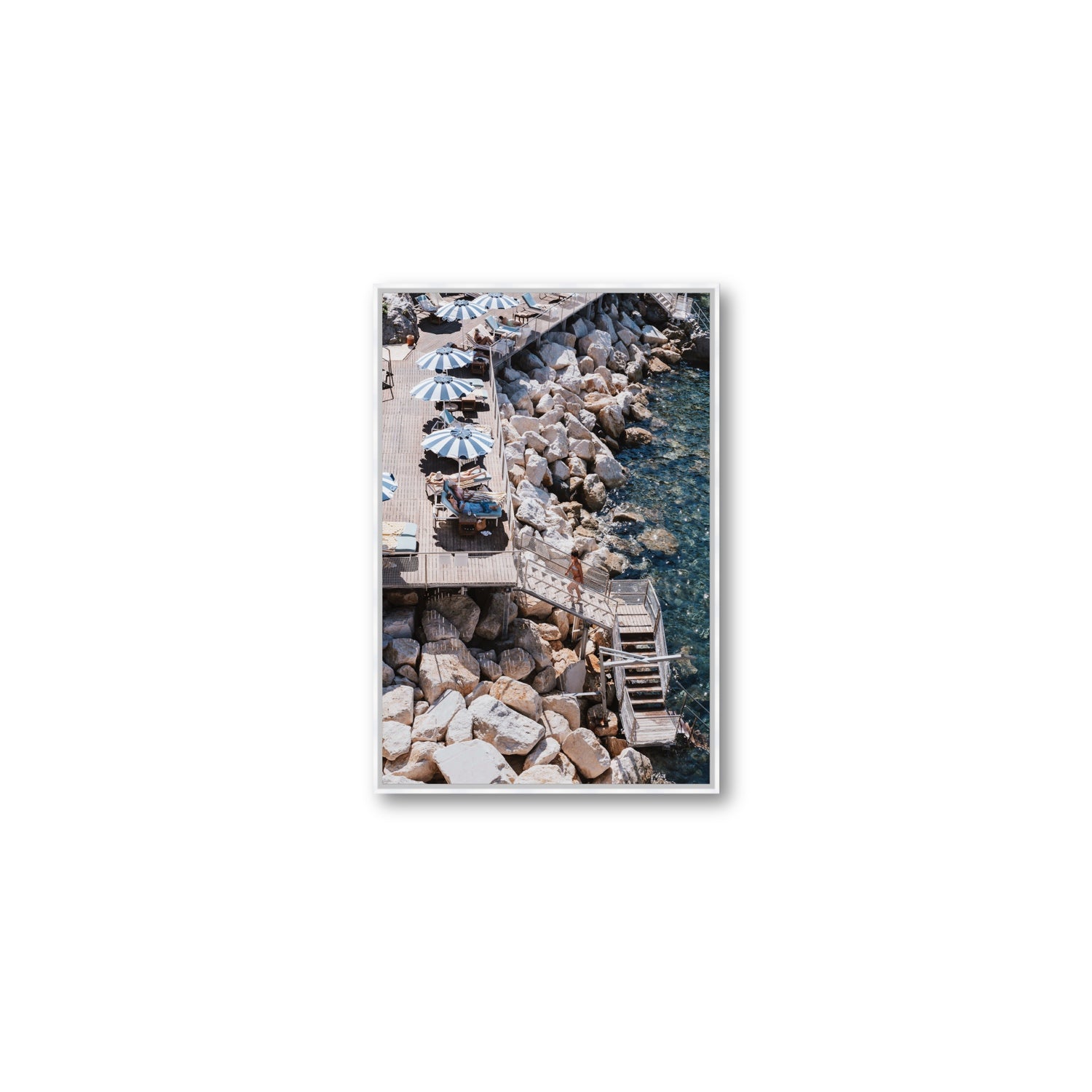 Life On The Shore fine art print, Ischia, Italy, Medium, White Float Frame, Fine Art Canvas