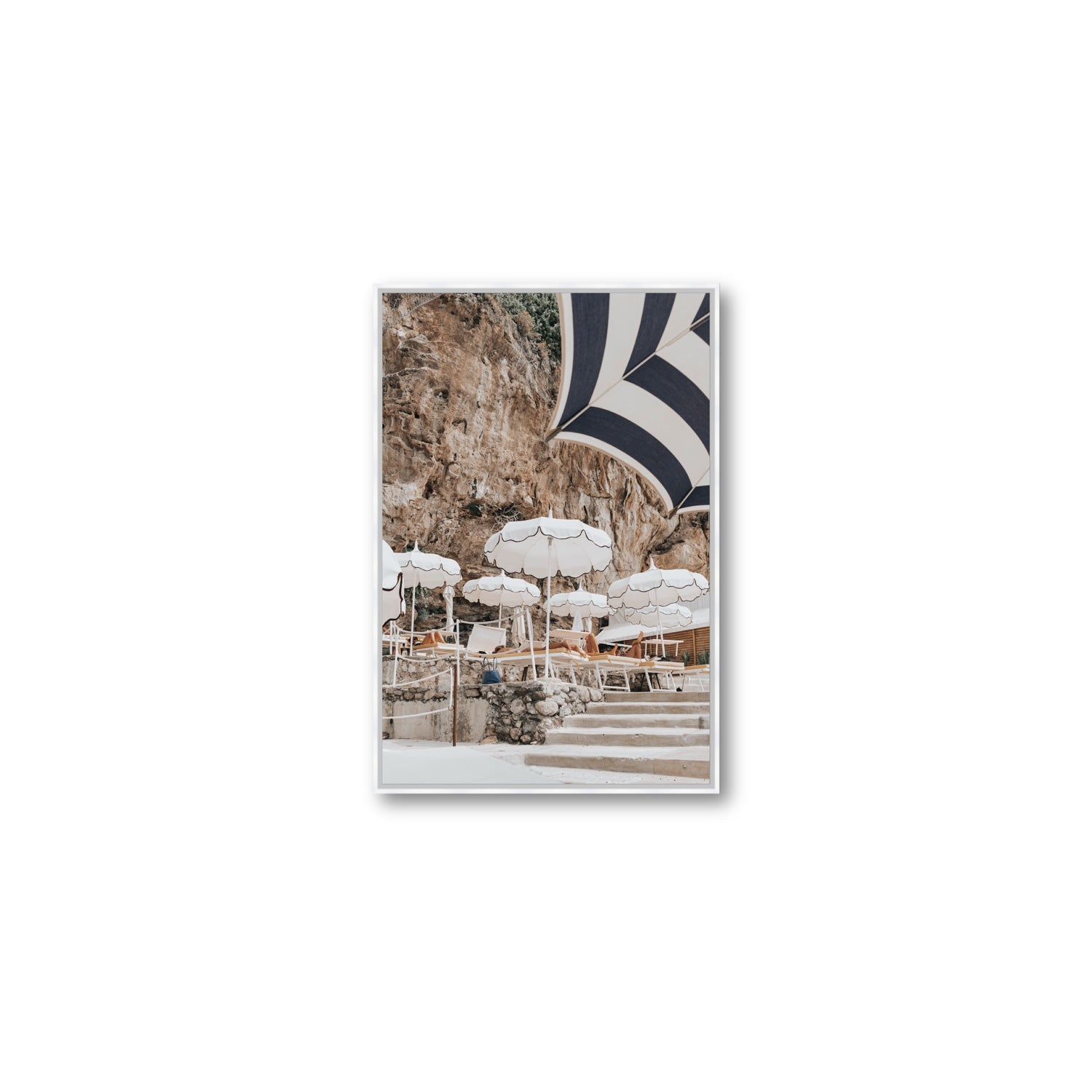 Rocky Refuge fine art print, Positano, Italy, Medium, White Float Frame, Fine Art Canvas