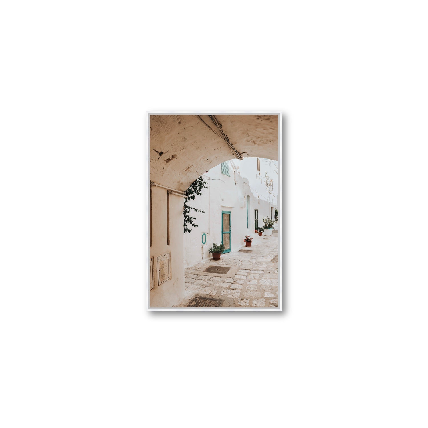 La Citta Bianca Puglia La Città Bianca wall art Medium fine art canvas in white float frame